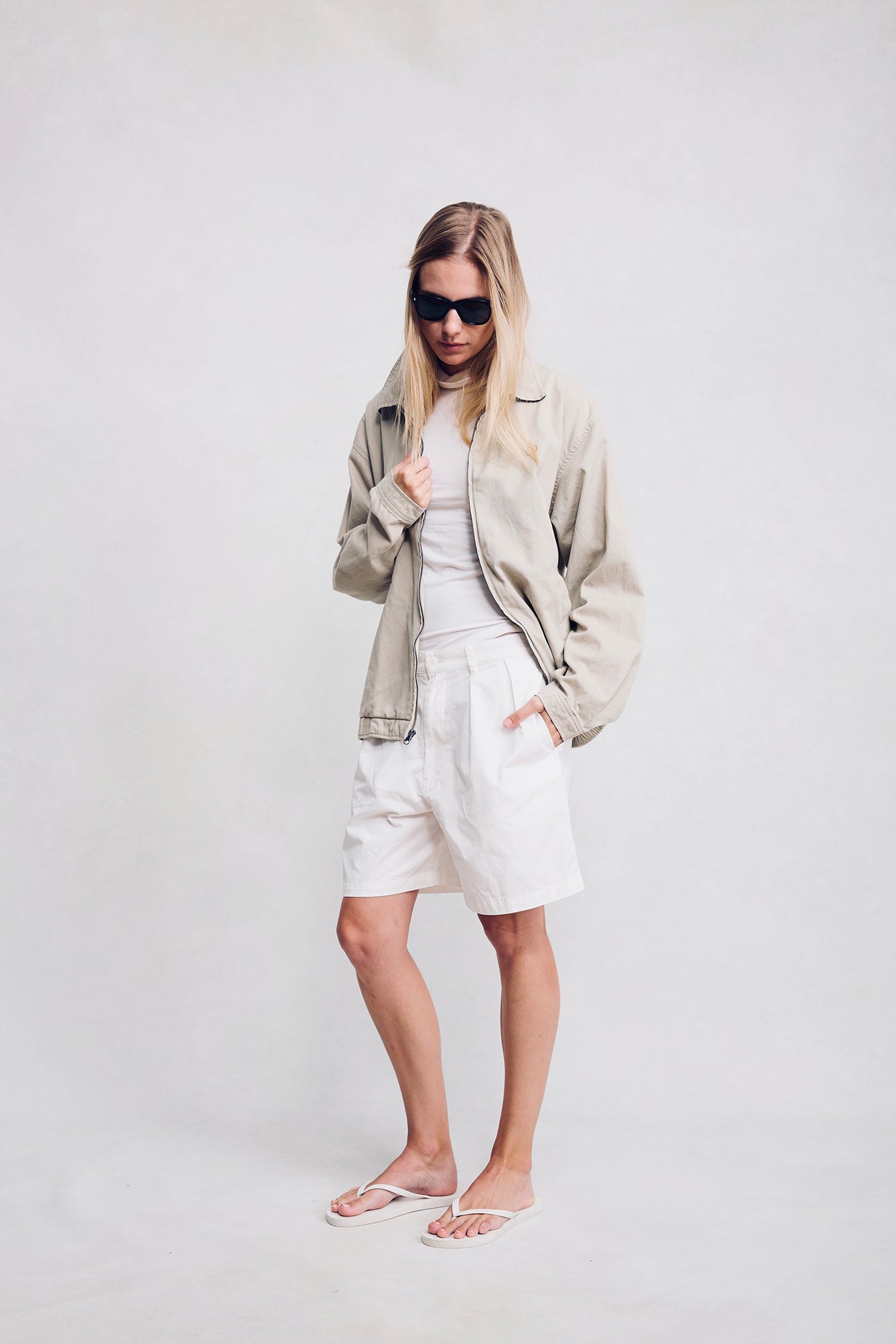 Double Pleat Shorts - White