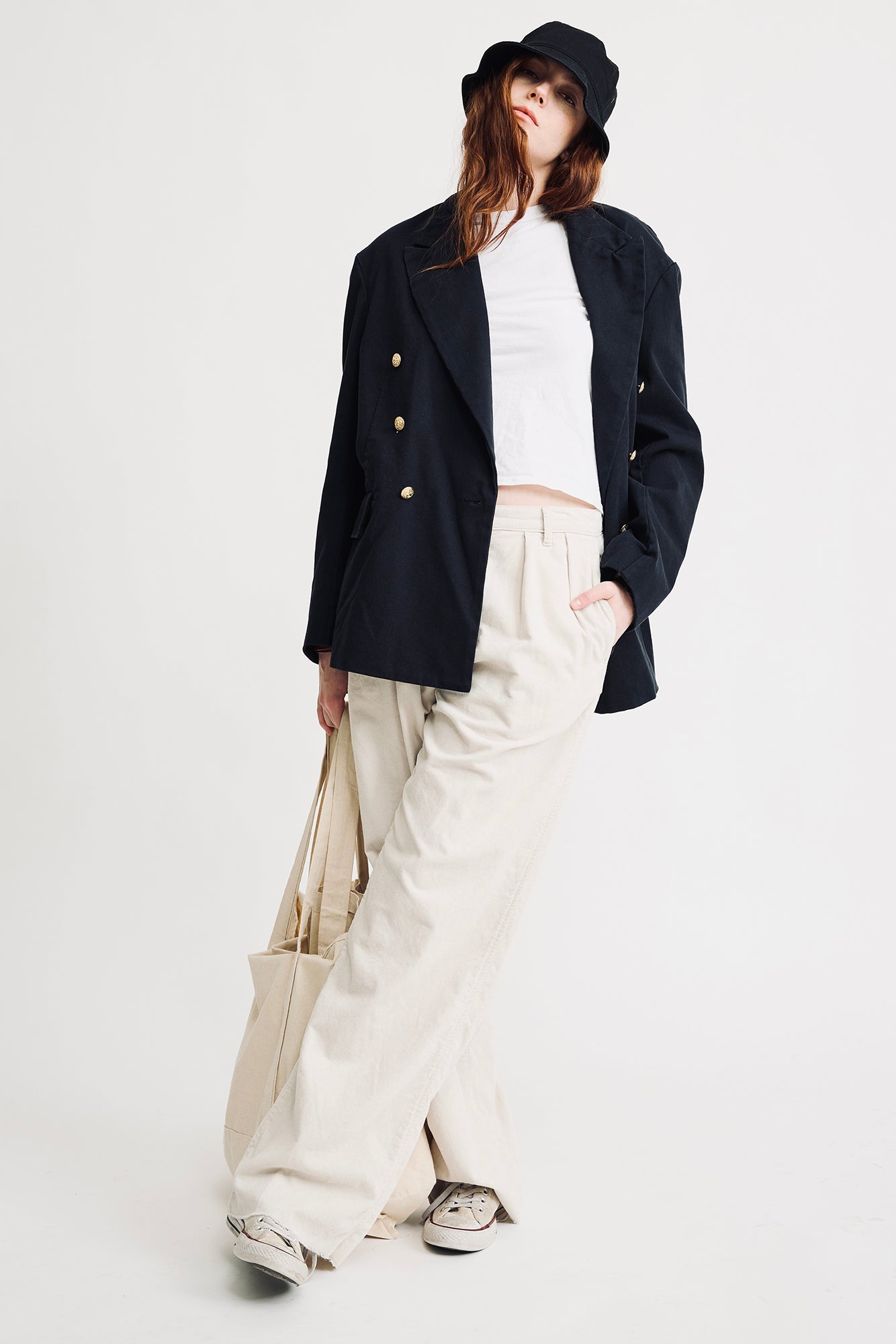 Deconstructed Double-Breated Peak Lapel Blazer - Black