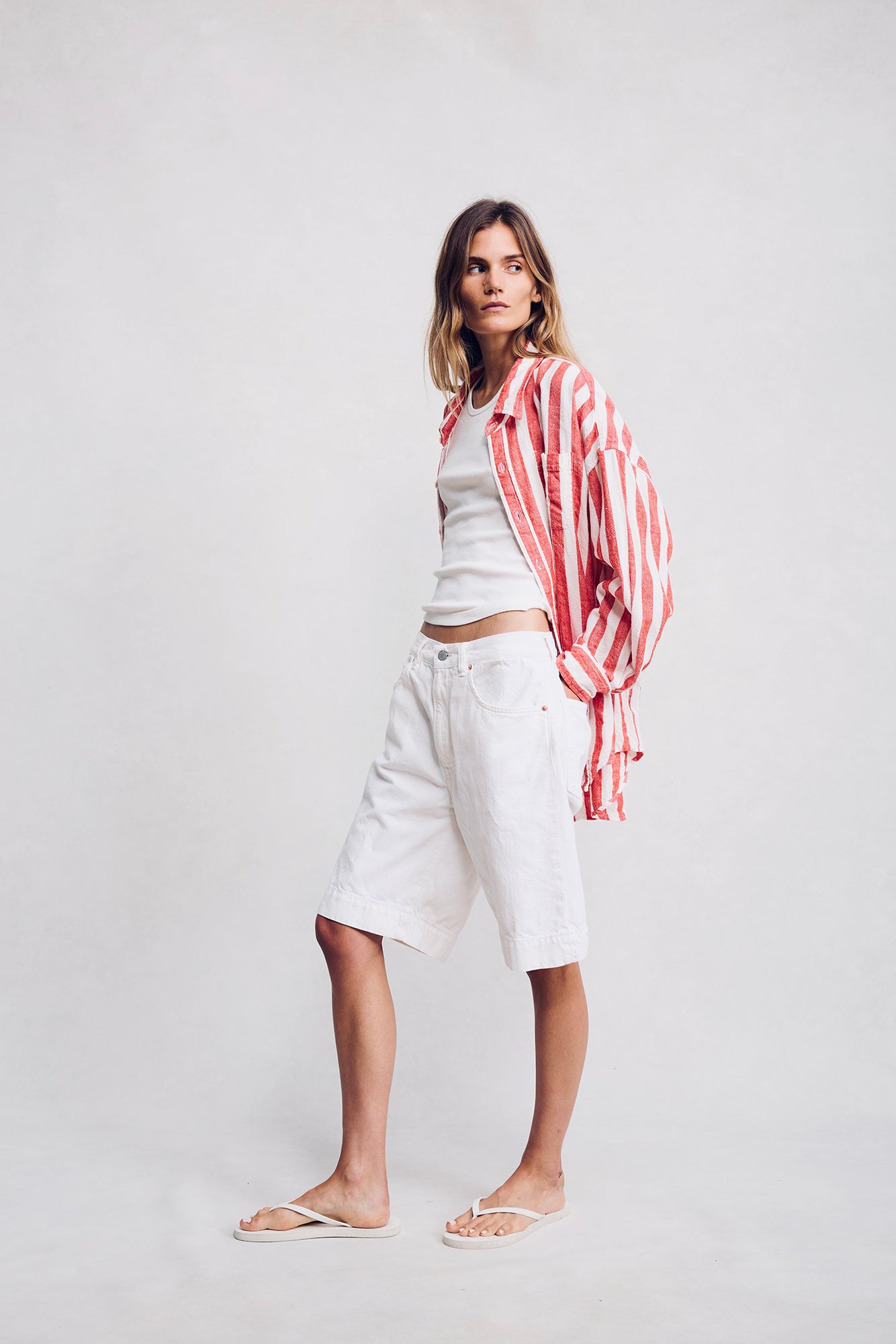 Sutton Button Front Shirt - Jumbo Red Stripe