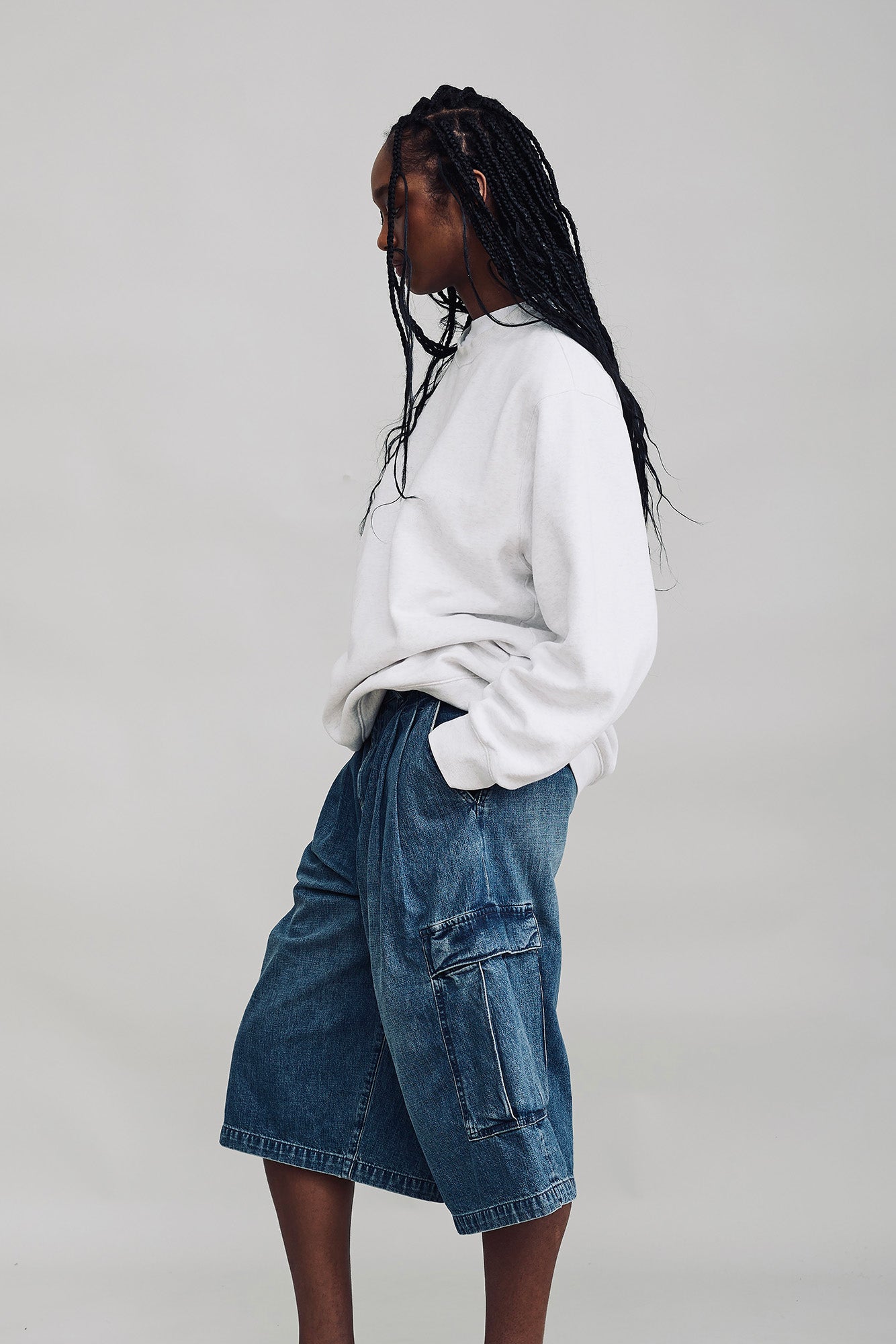 Ainsley Triple Pleat Cargo Short - Shane Indigo
