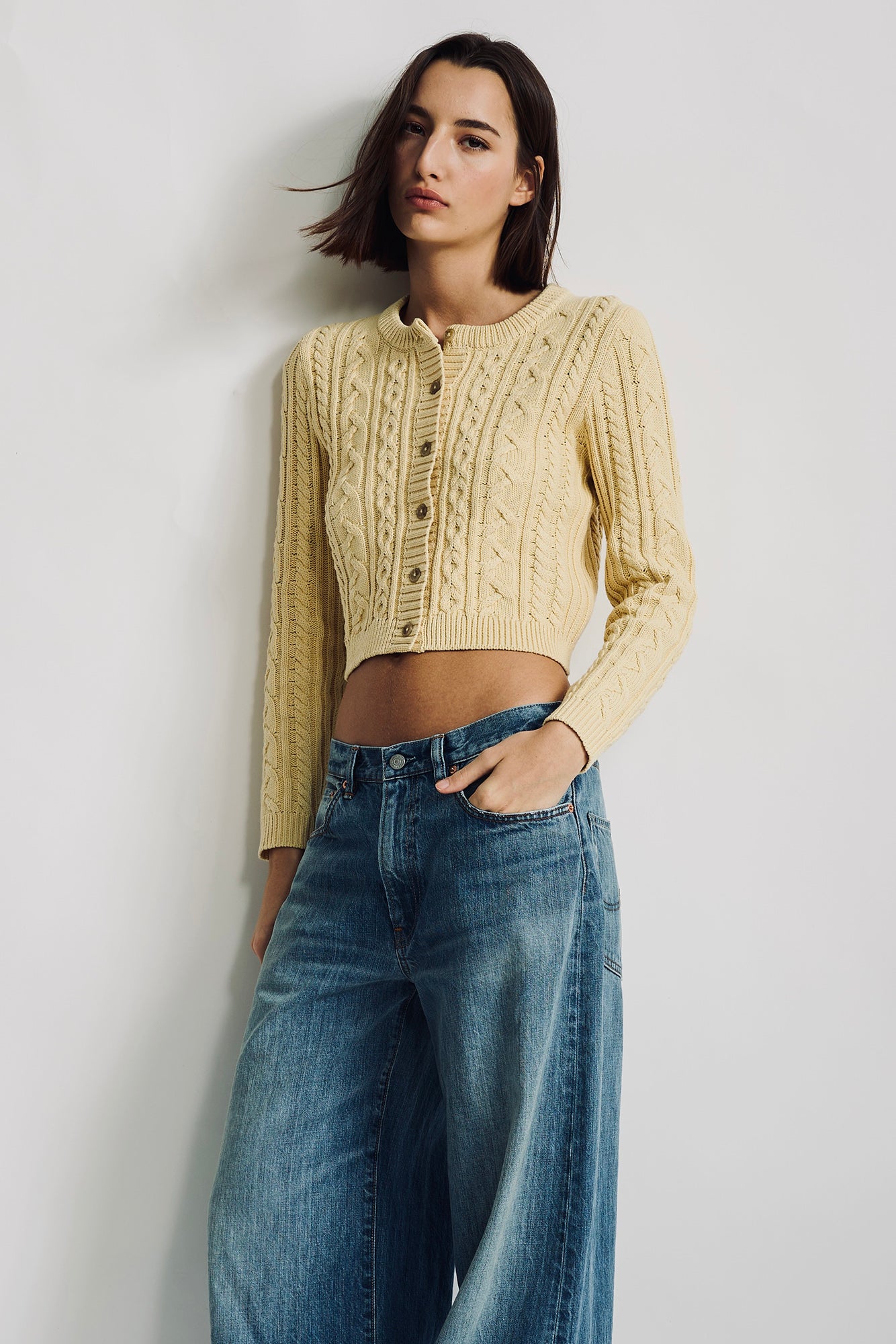 Riley Cardigan - Washed Yellow