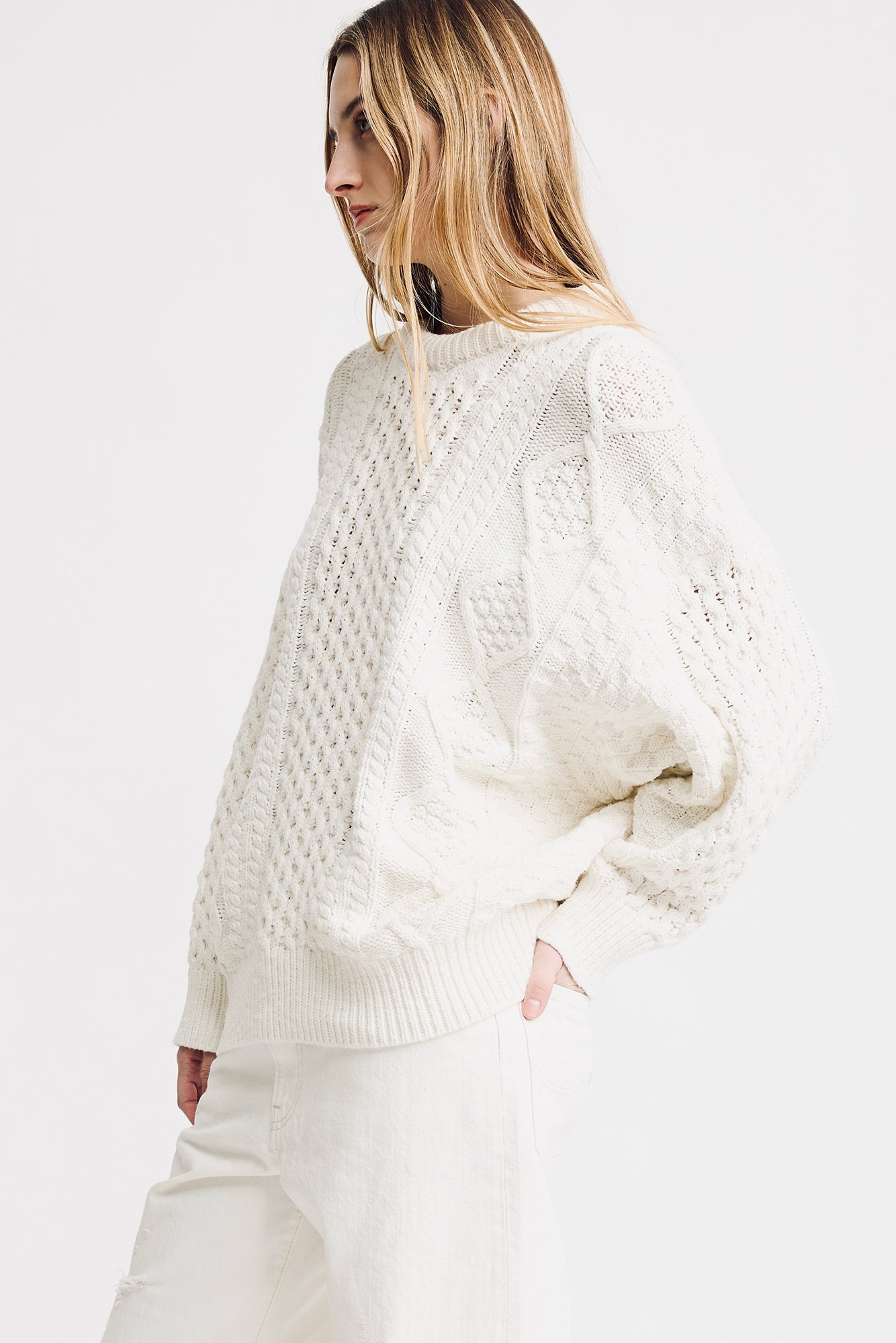 Oversized Aran Sweater - Off White