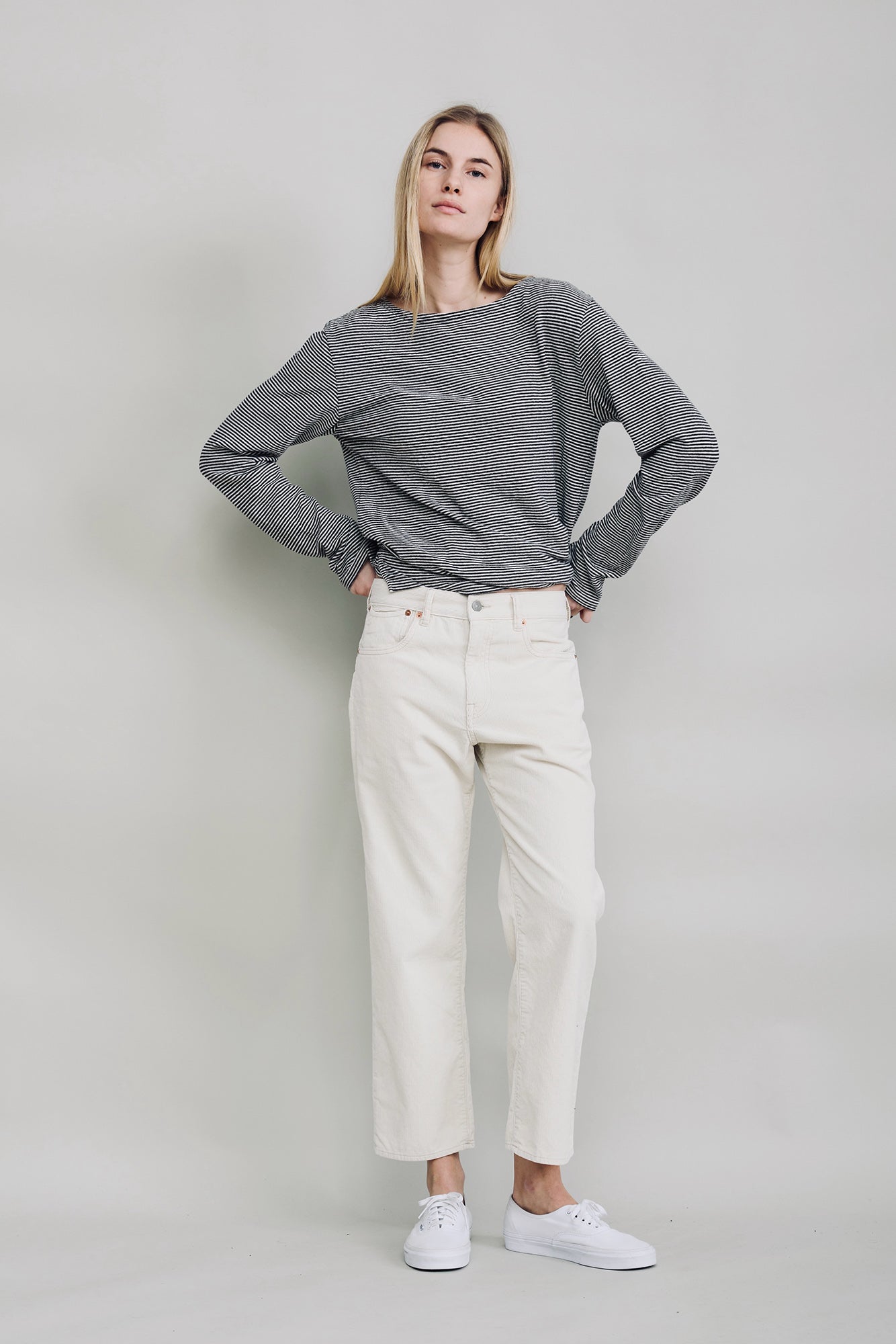 Lucy Boyfriend - Ecru White Pinwale Cord