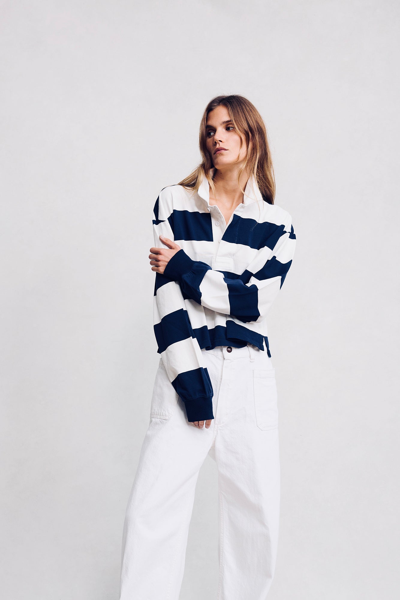 Rugby Long Sleeve Tee - Jumbo Navy Blue Stripe