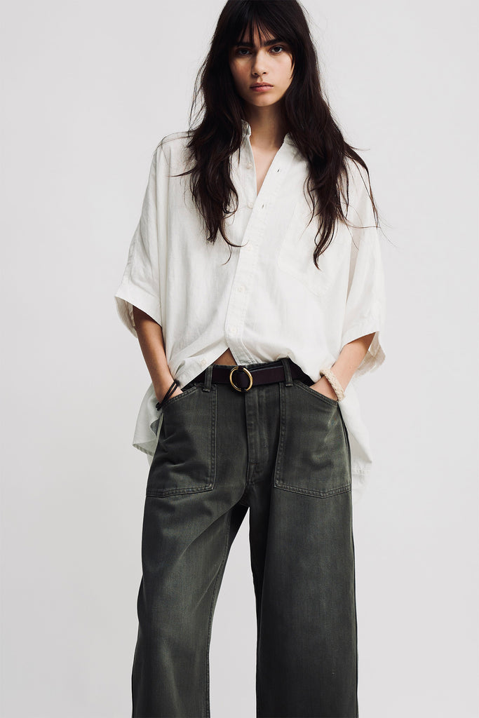Boxy Cuffed Shirt - White