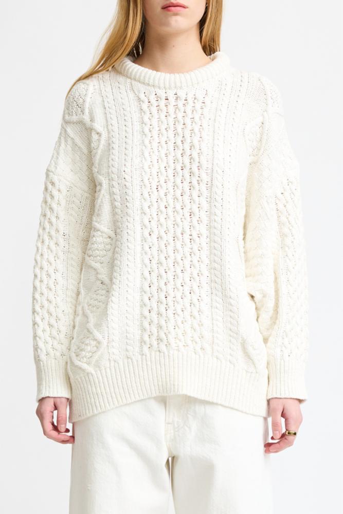 Oversized Aran Sweater - Off White