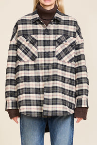 CPO Shirt Jacket - Beige/ Black Plaid