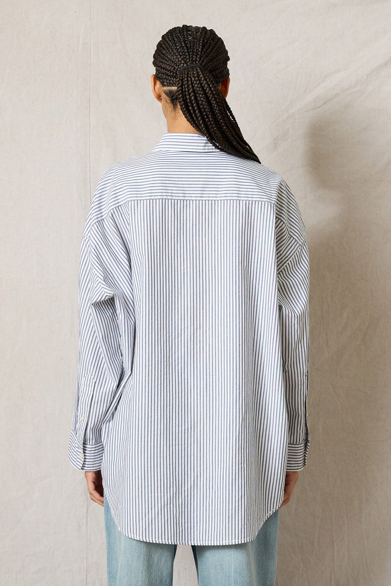 Button Front Shirt - Navy Stripe