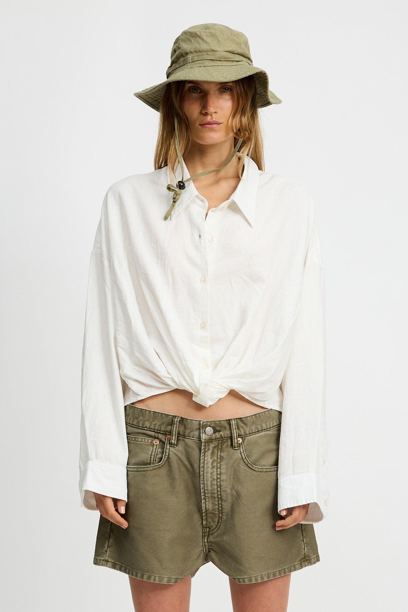 Twisted Front Shirt - White