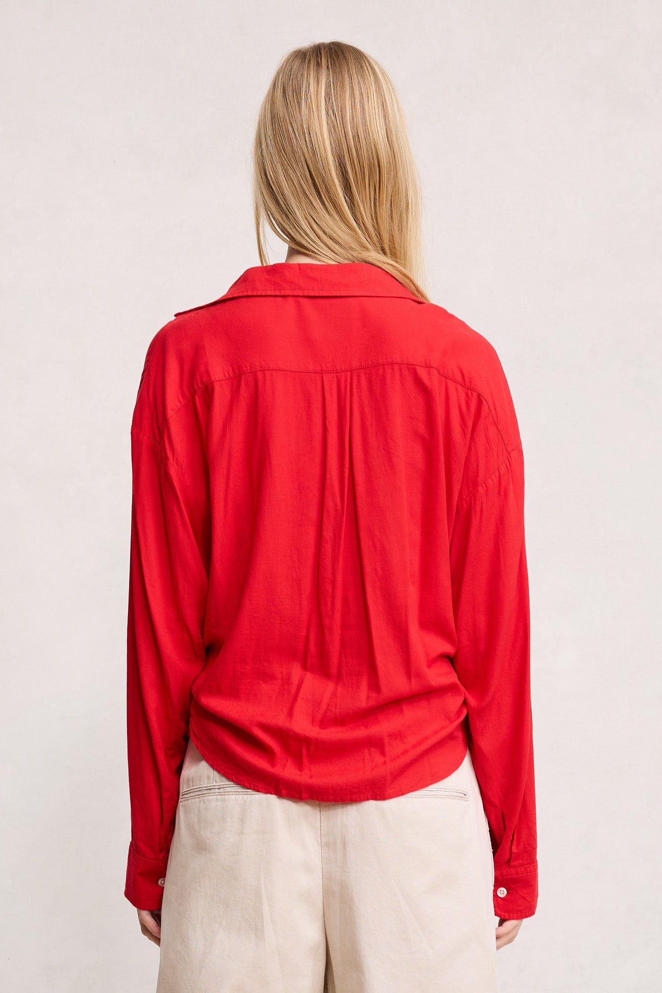 Slim Twisted Front Beach Shirt - Red