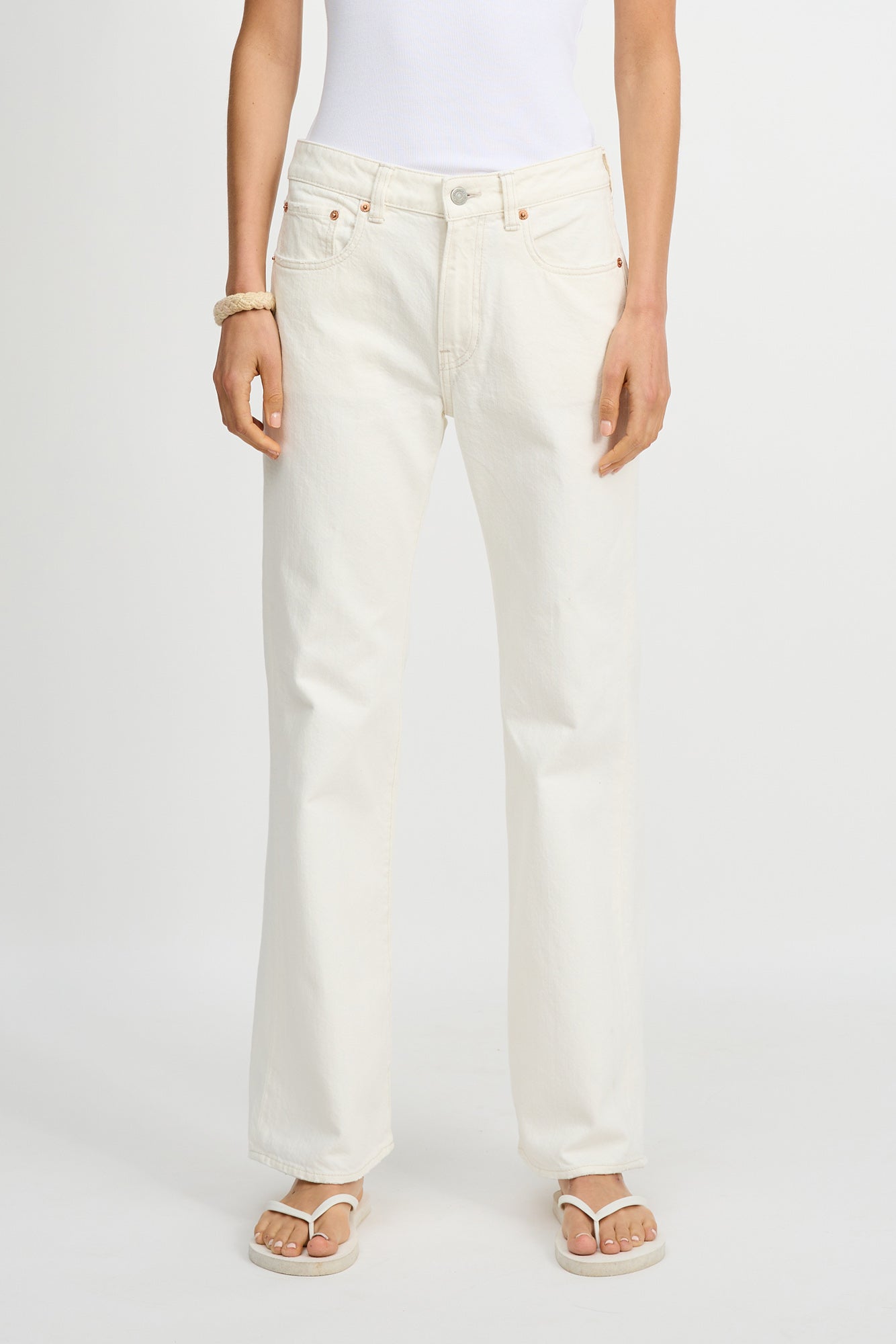 Jenna Cropped Flare Jean - Vintage Cream White