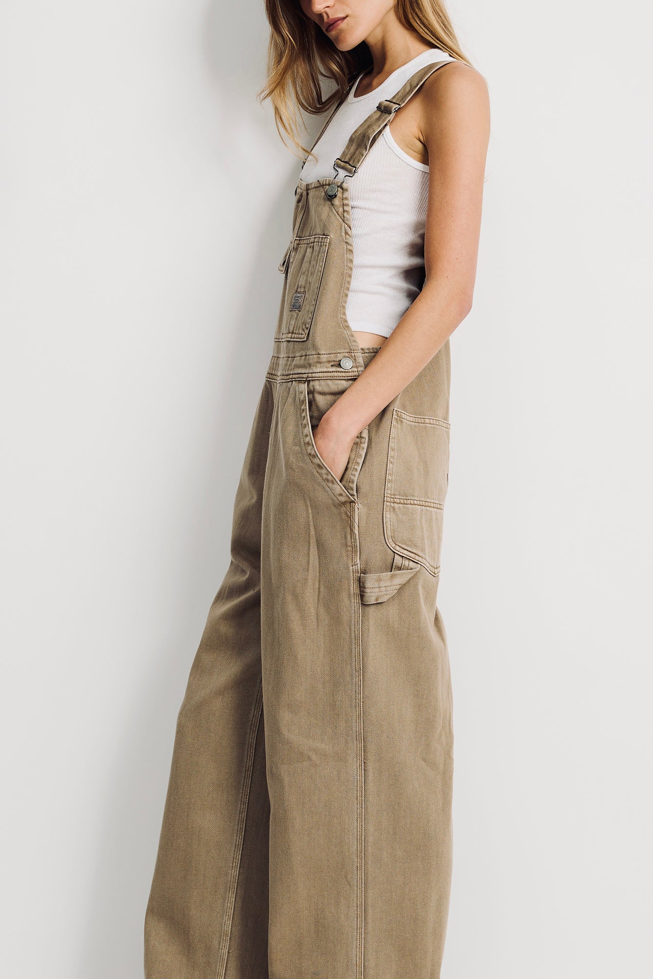 Slouch Bib Overall - Worn Khaki