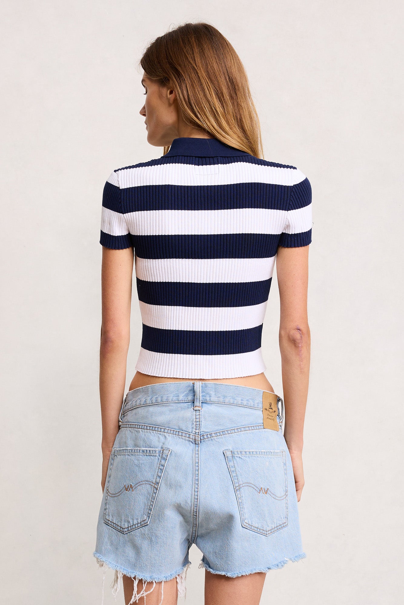 Baby Polo Sweater - Navy Blue And White Stripe
