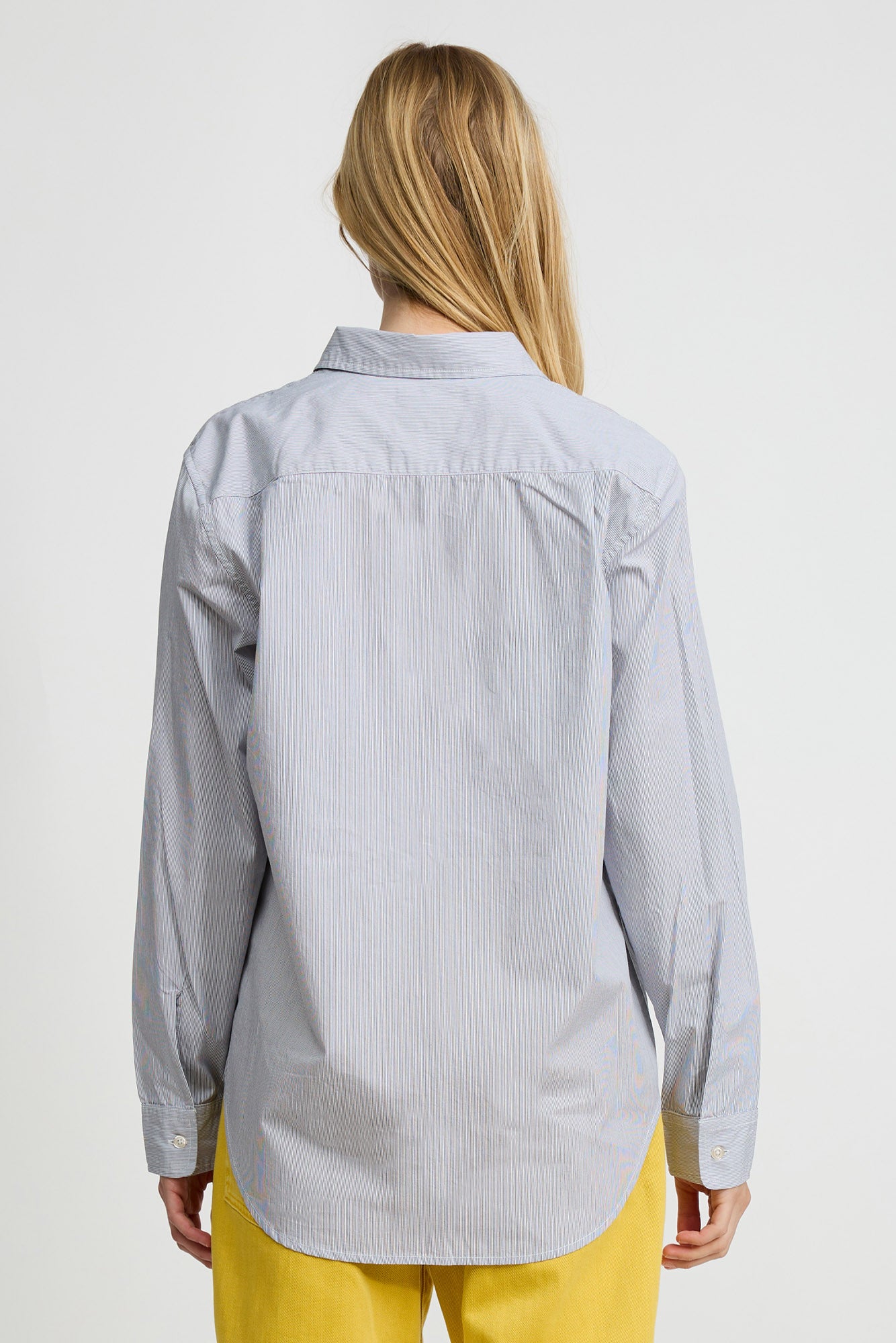 Boyfriend Shirt - Ecru White Navy Pinstripe