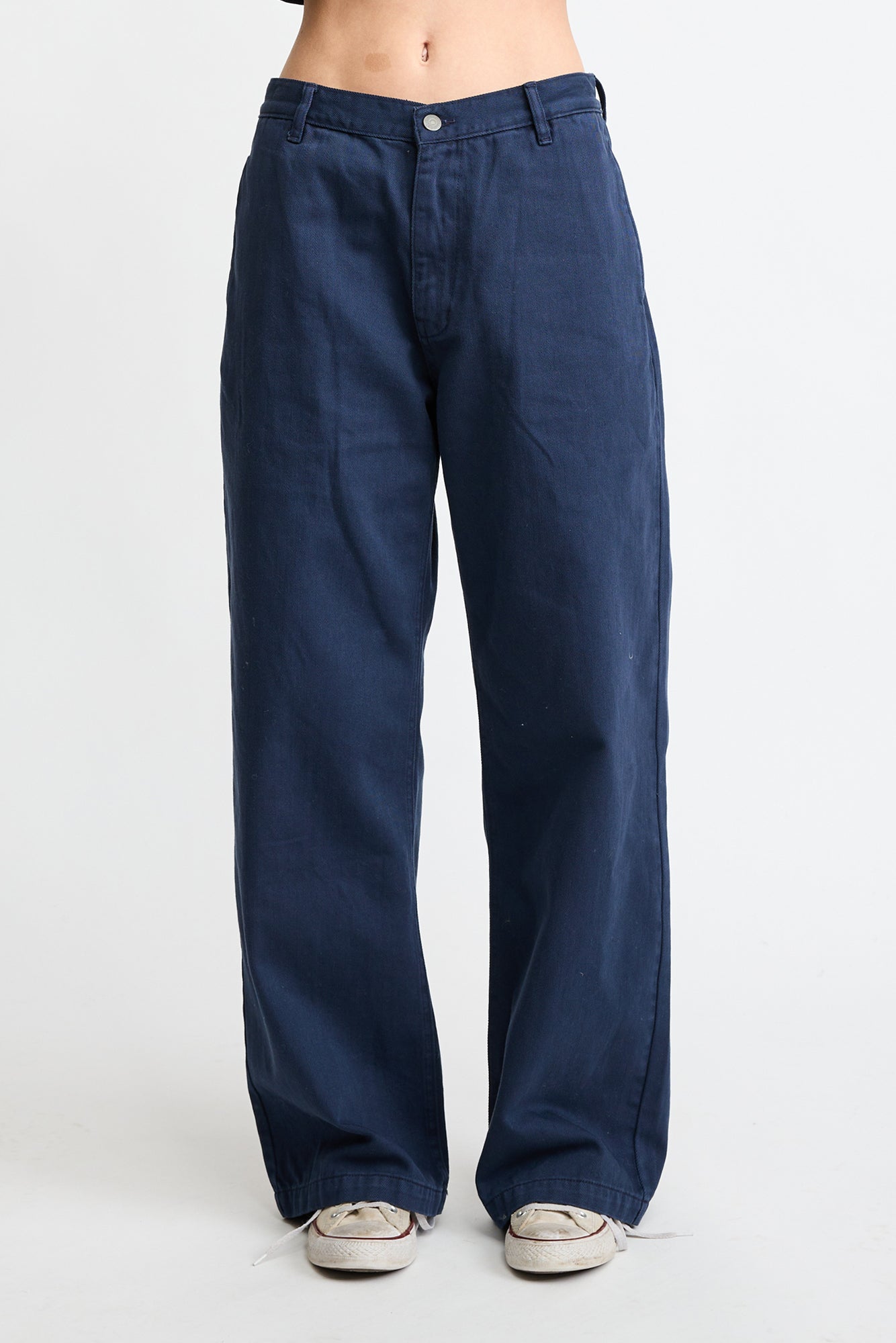 Teri Wide Leg Chino Pant - Midnight Navy Blue