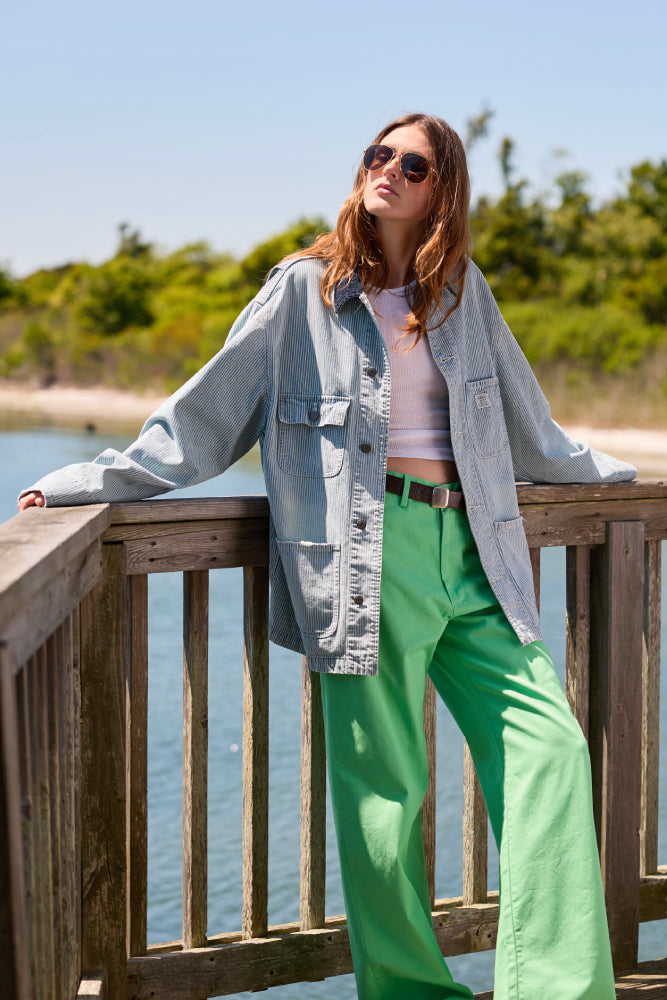 Übergroße Arbeitsjacke – Eisenbahnstreifen