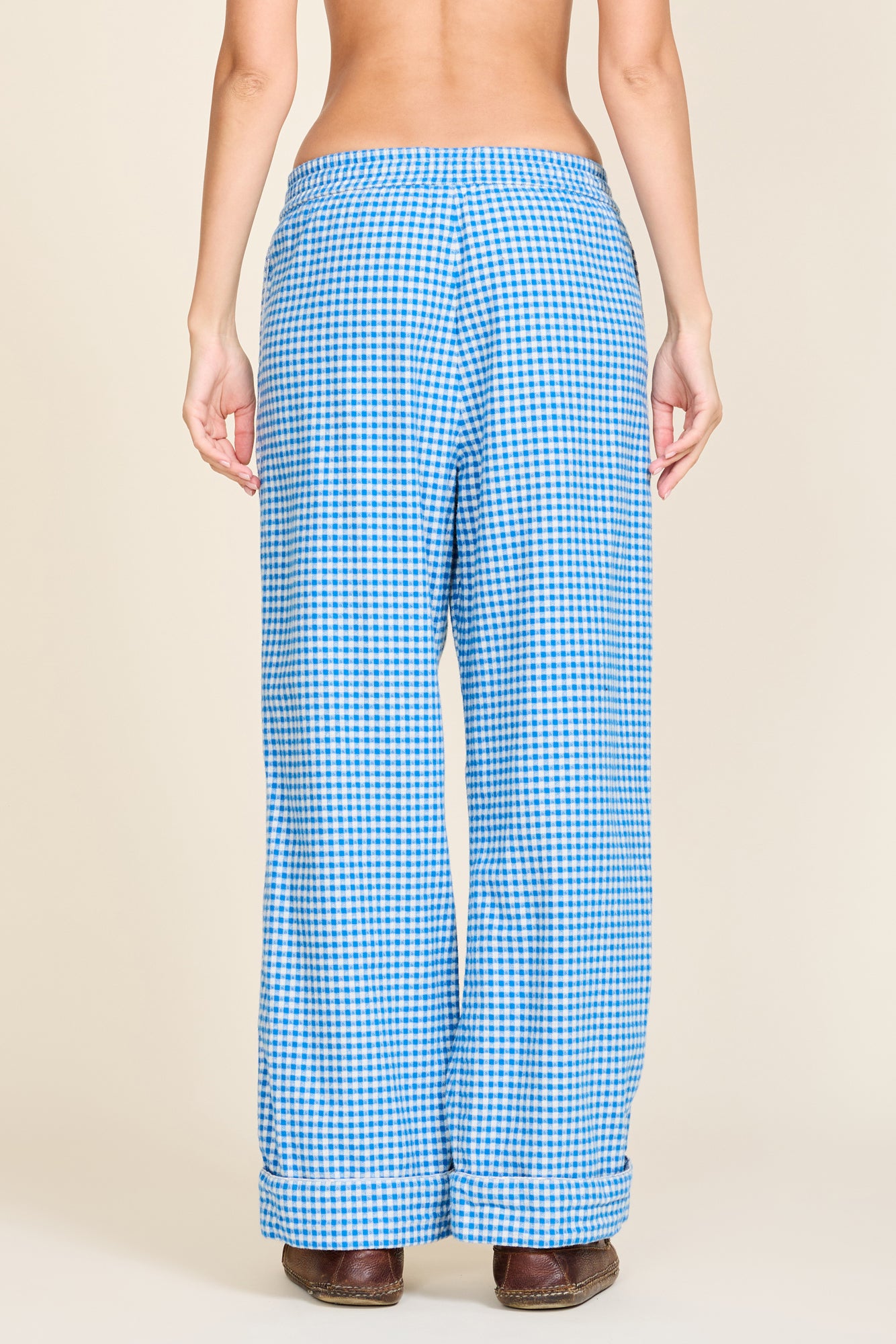 Pyjama-Hose - Hellblaues Mini-Gingham