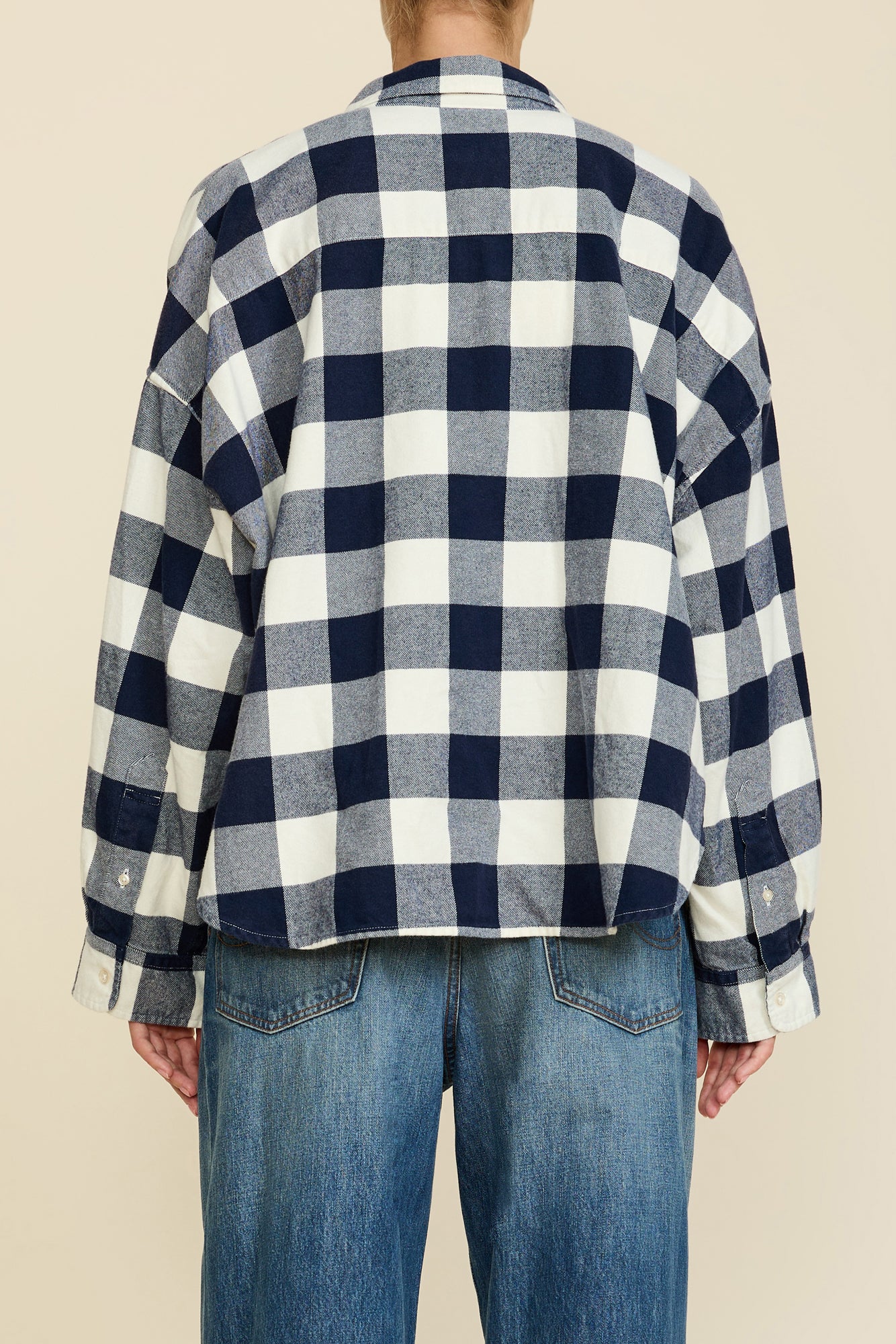 Cropped Shirt - Navy/Ecru Buffalo