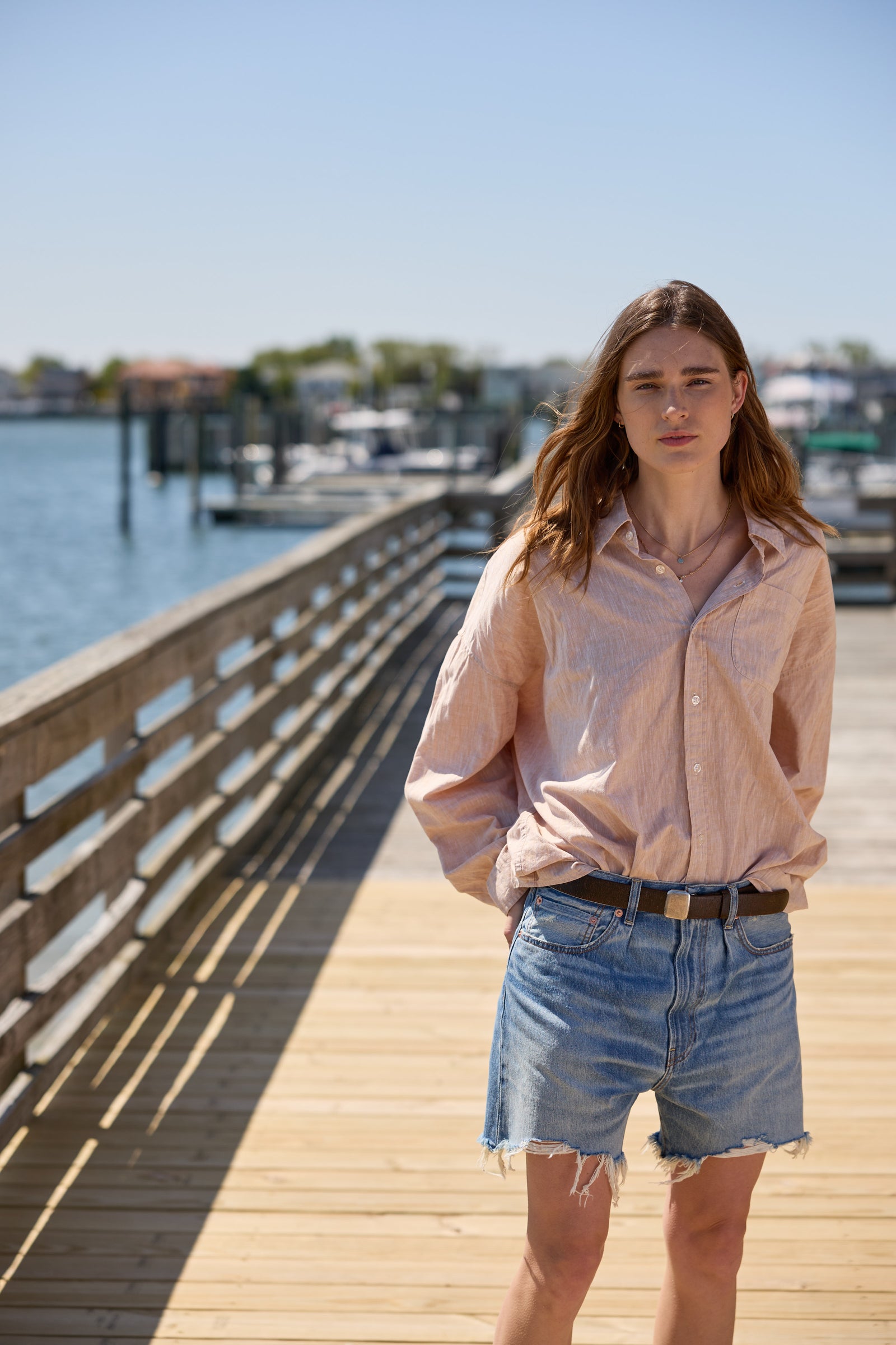 Button Front Shirt - Beige Cotton