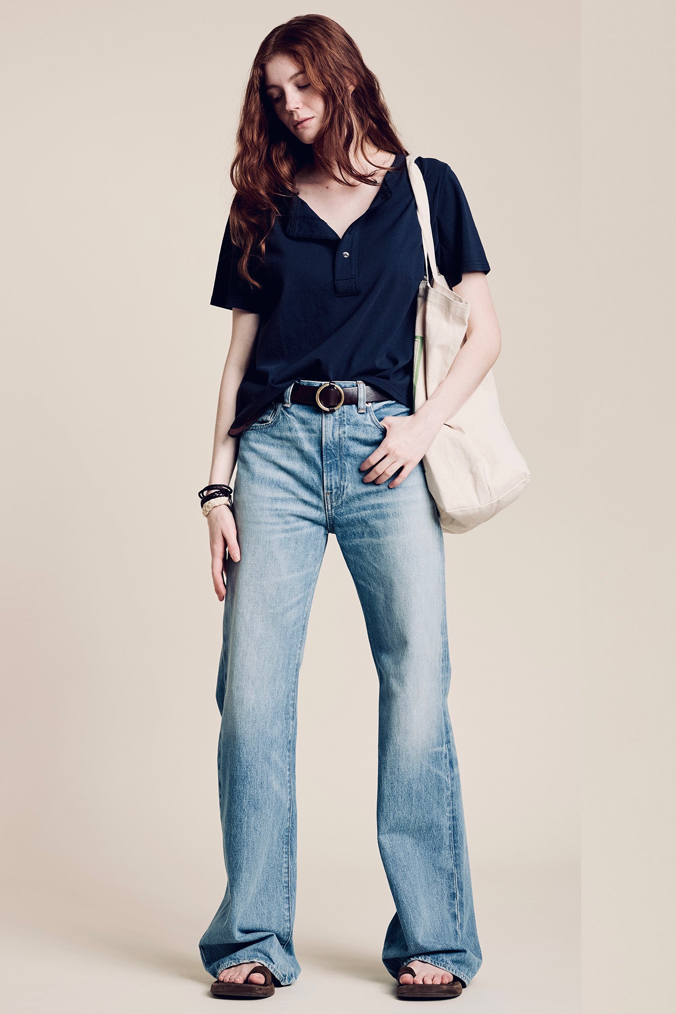 Henley-T-Shirt - Marineblau