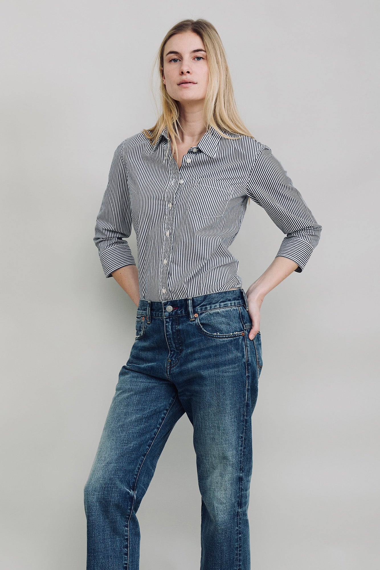 Adrienne Shrunken Shirt - Black Stripe