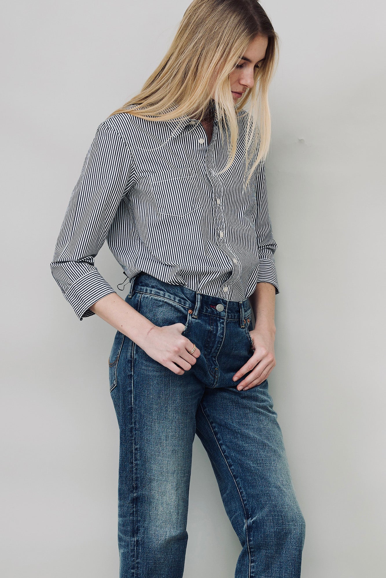 Adrienne Shrunken Shirt - Black Stripe