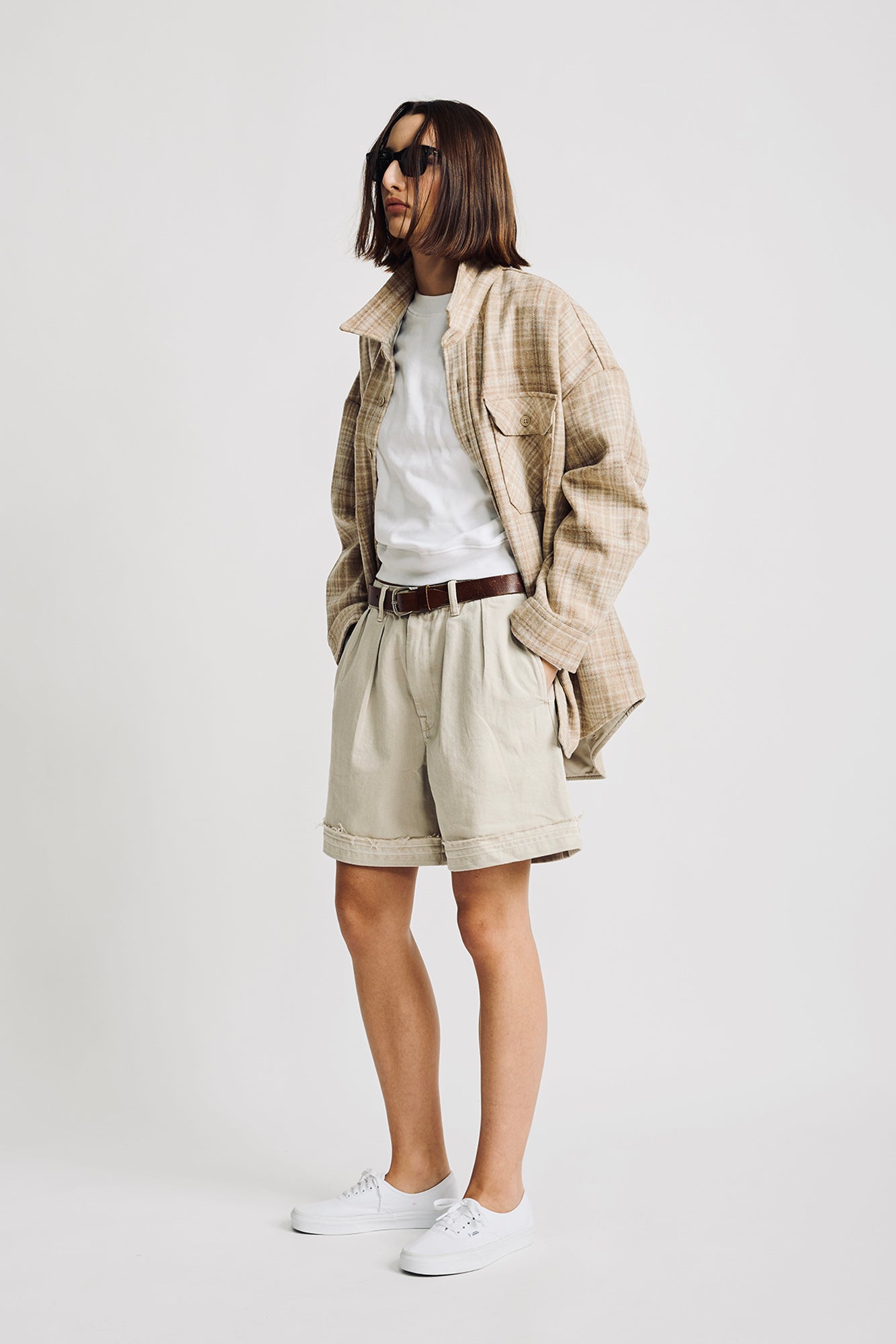 Rory Shirt Jacket - Light Khaki Plaid