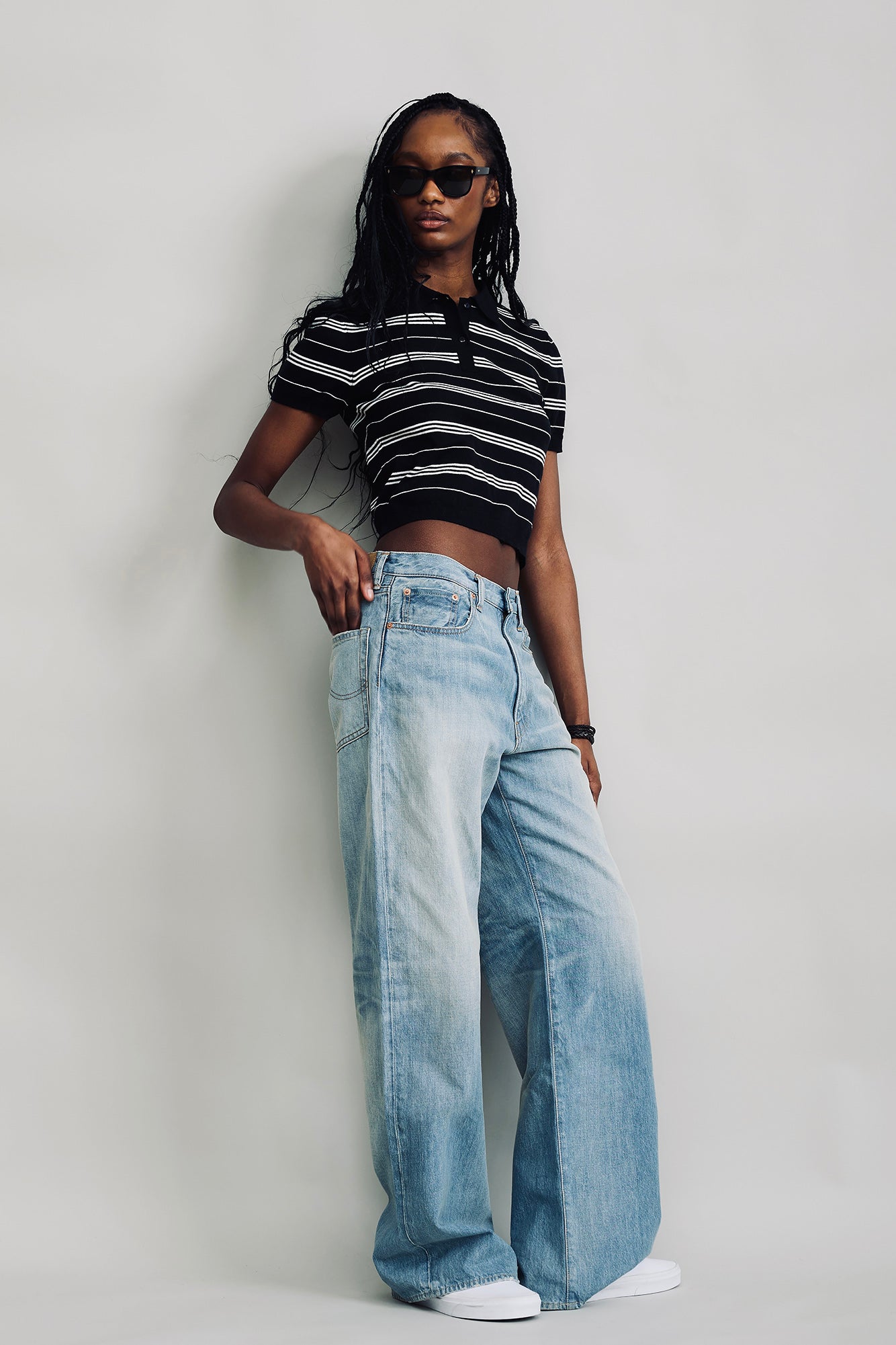 The Montauk Polo - Black And White Stripe