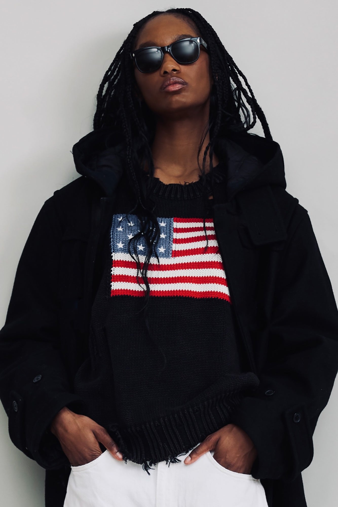 American Flag Sweater - Black