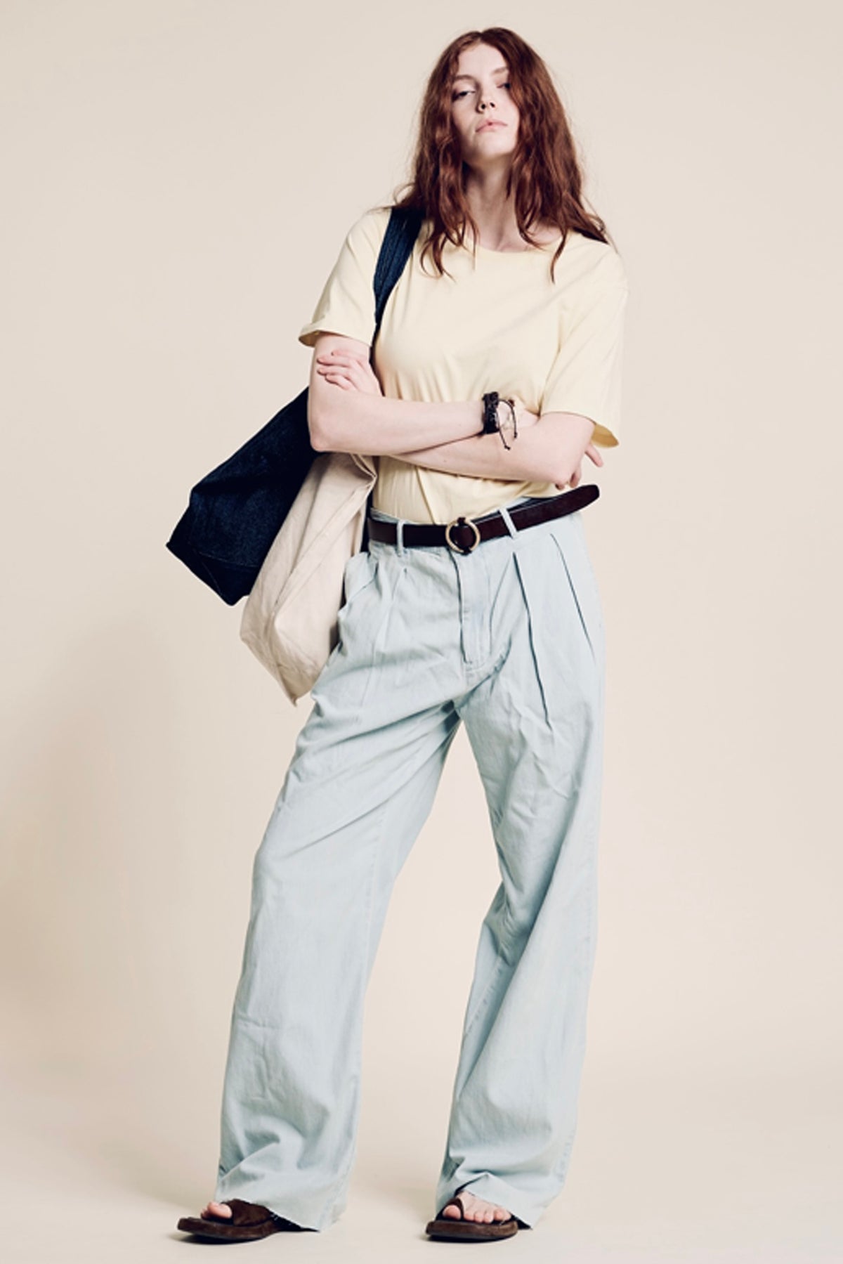 Blair Double Pleated Pant - Sun Faded Blue