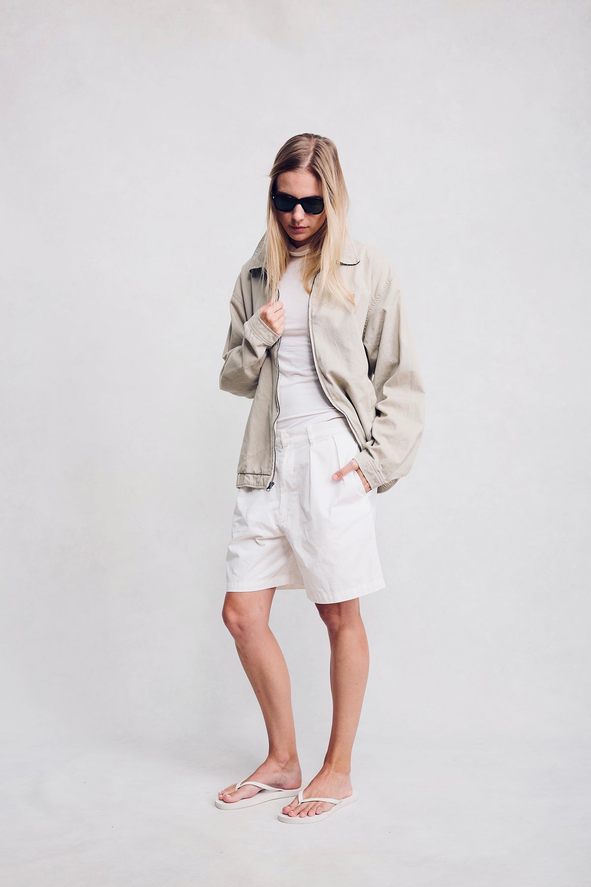 Double Pleat Shorts - White