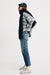 Cropped Button Front Shirt - Ecru/Light Blue Plaid