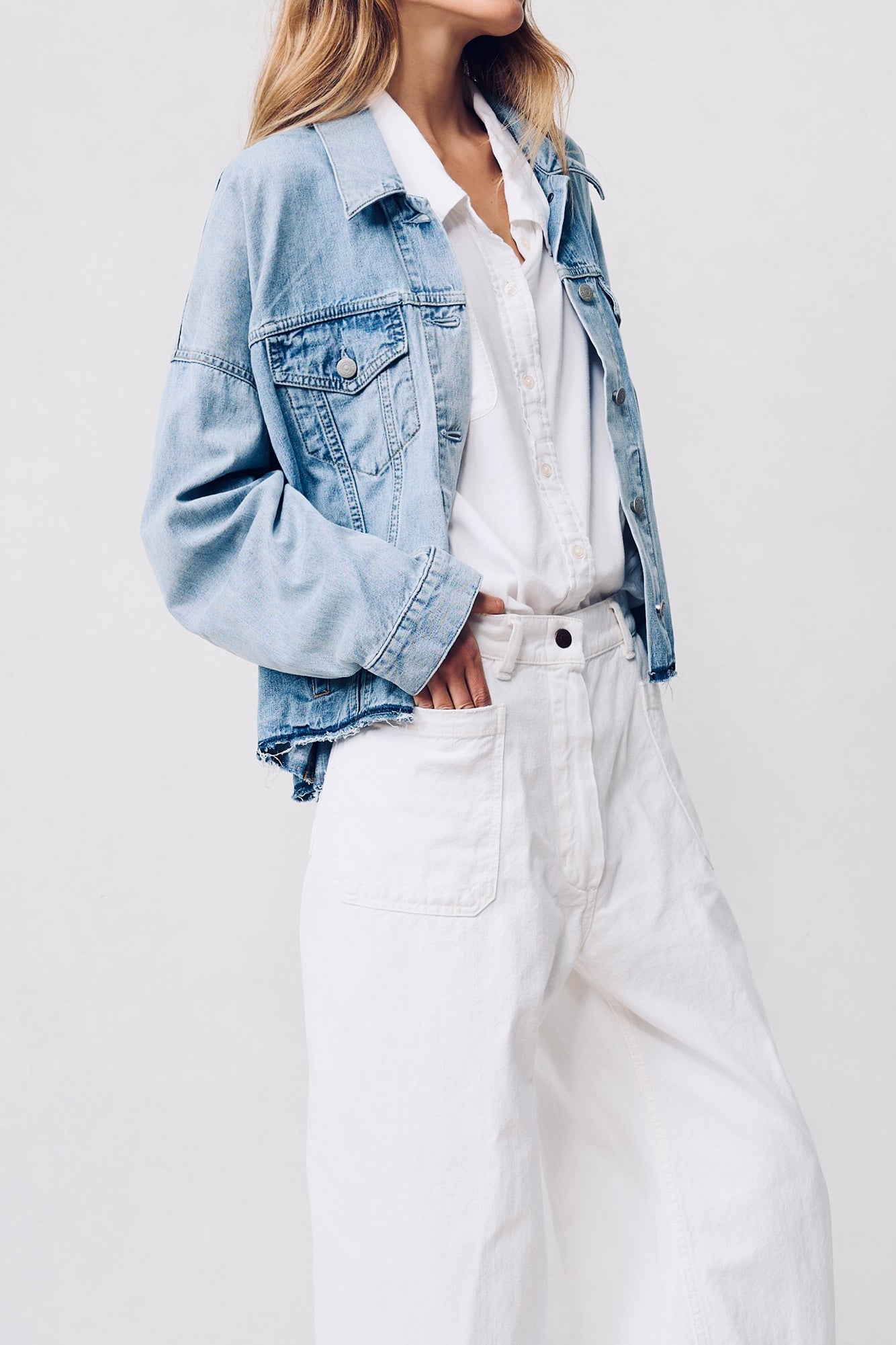 Oversized Trucker Jacket - Stone Wash Blue