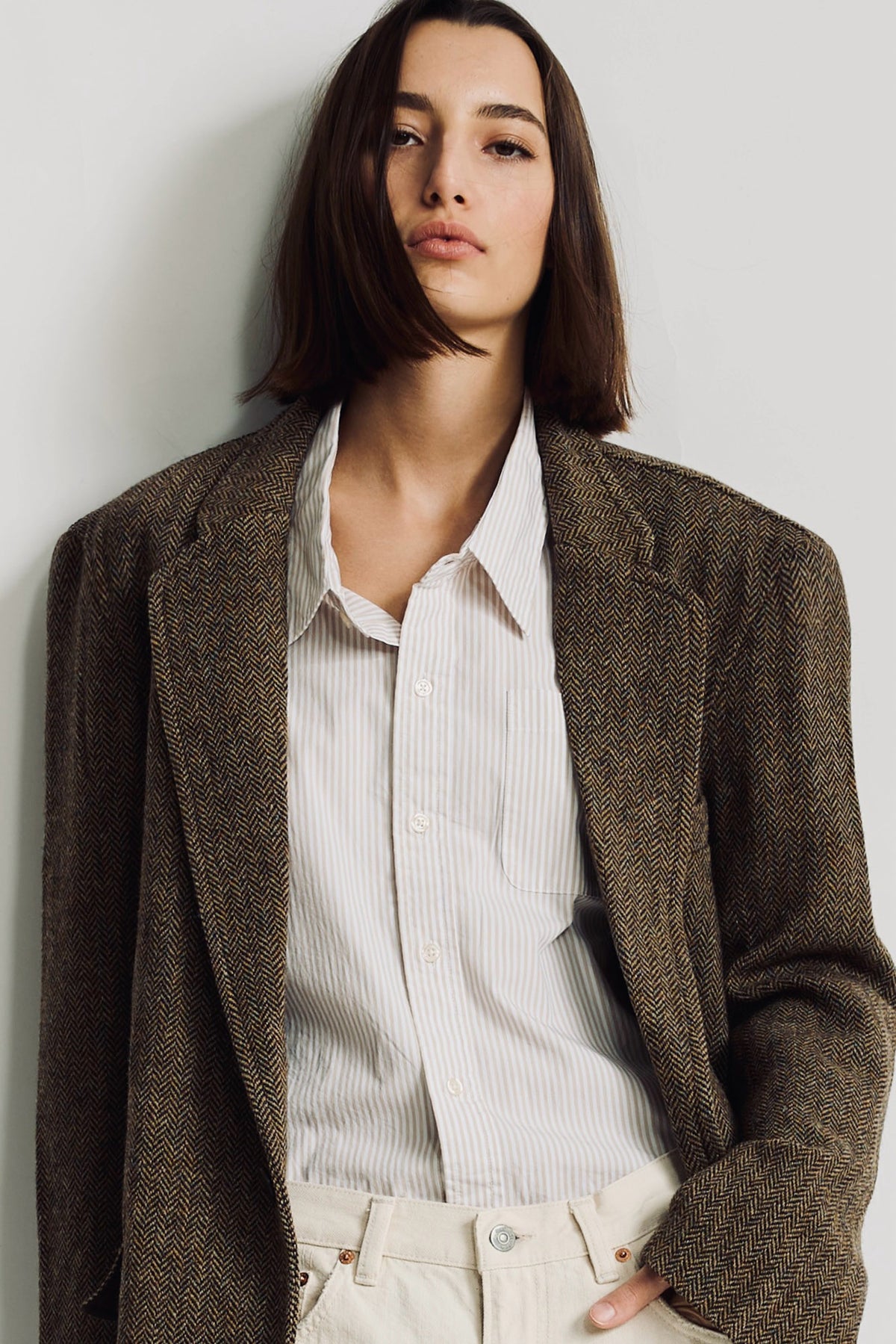 Hyannis Deconstructed Blazer - Brown Herringbone