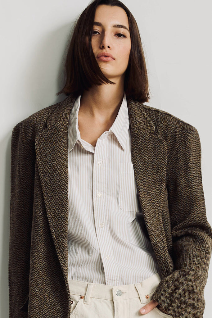 Hyannis Deconstructed Blazer - Brown Herringbone