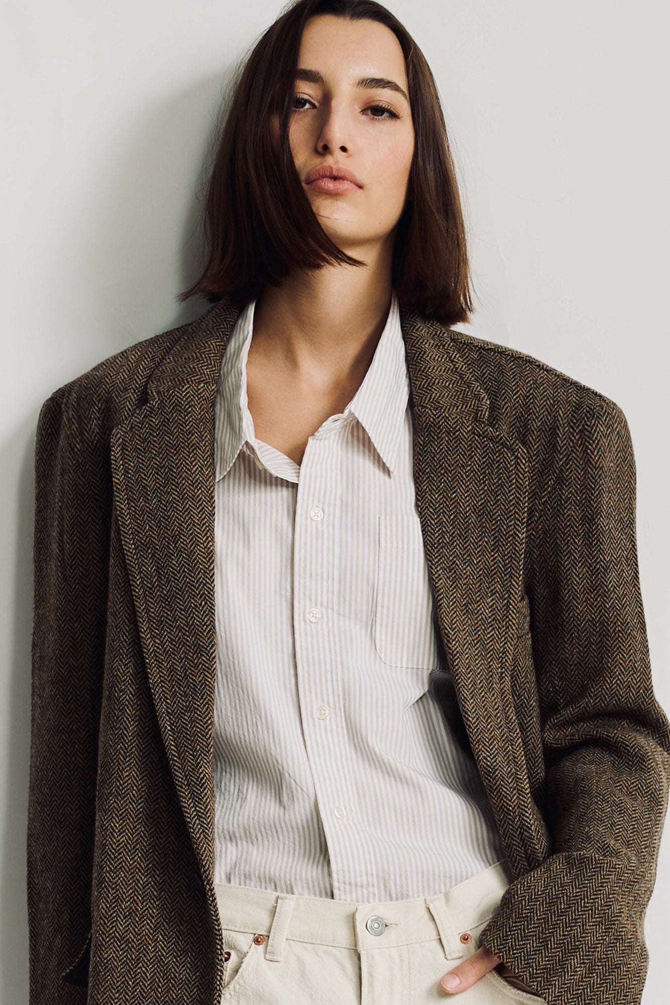 Hyannis Deconstructed Blazer - Brown Herringbone
