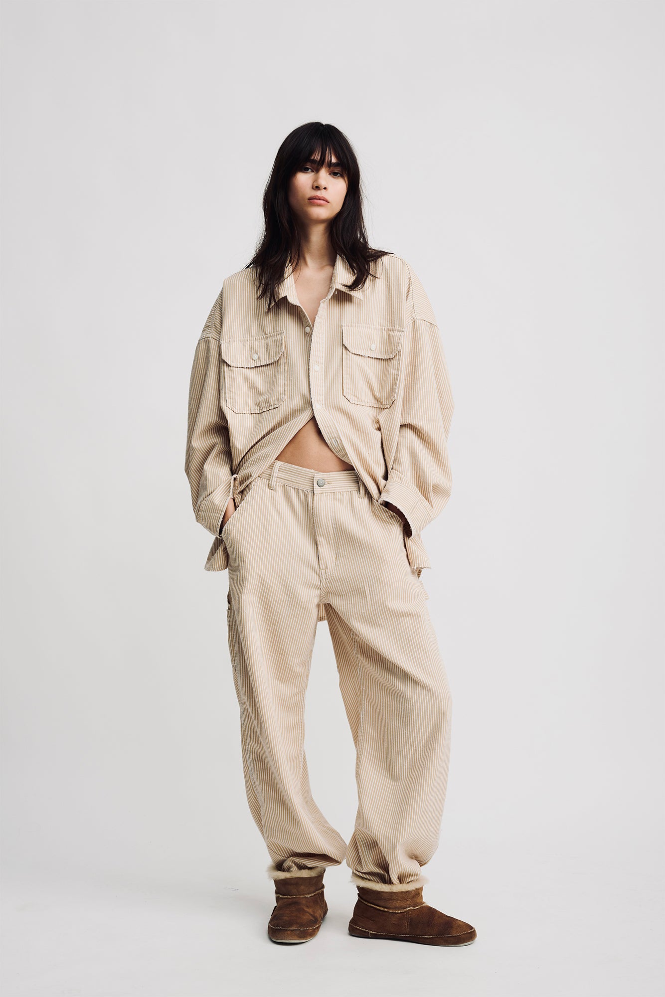Teri Wide Leg Carpenter Pant - Railroad Khaki