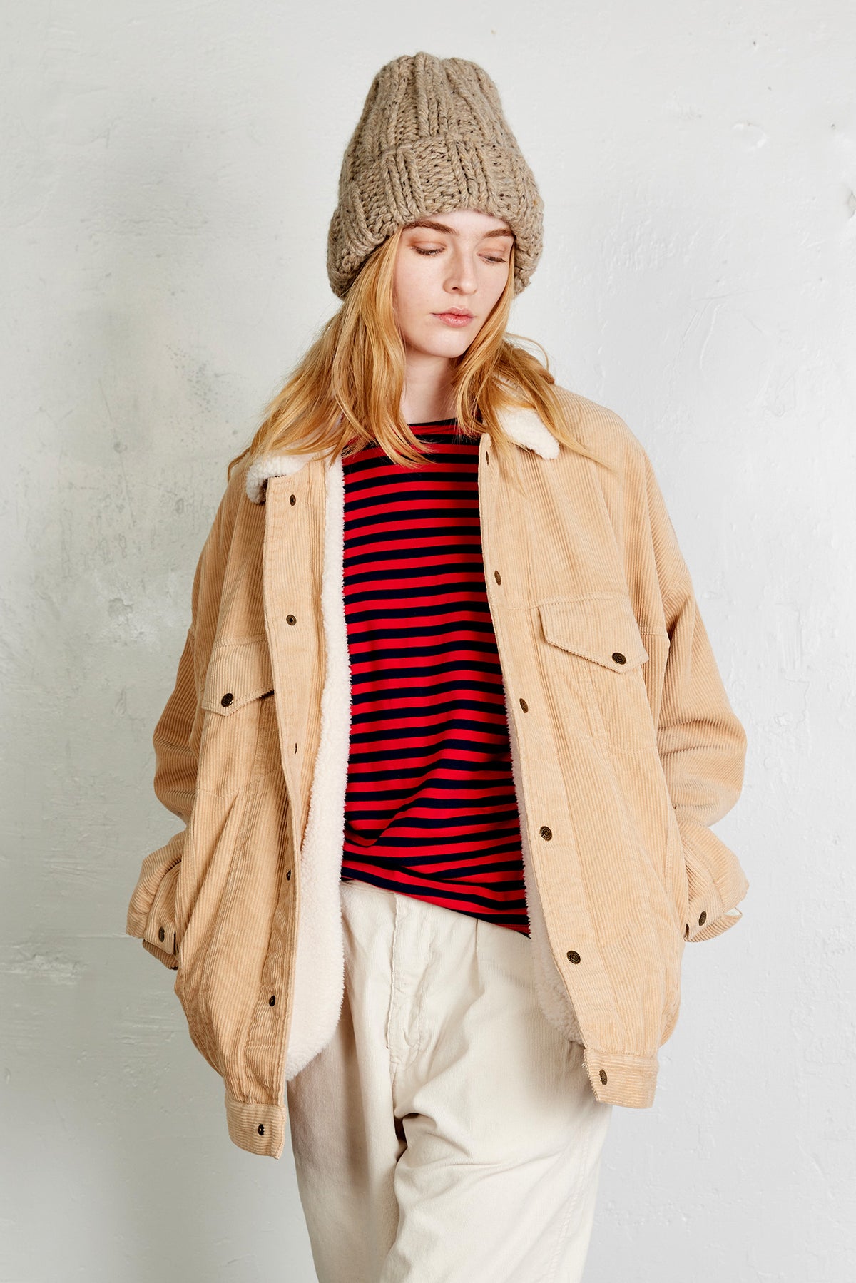 Serena Trucker Jacket - Beige Corduroy