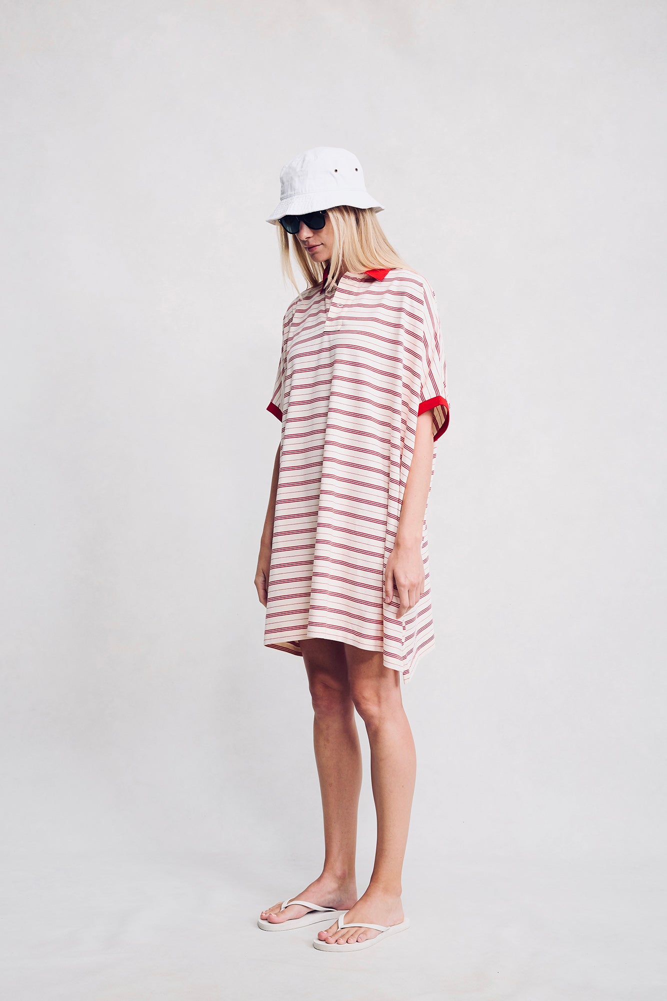 Polo Shirt Dress - Red Stripe Multi