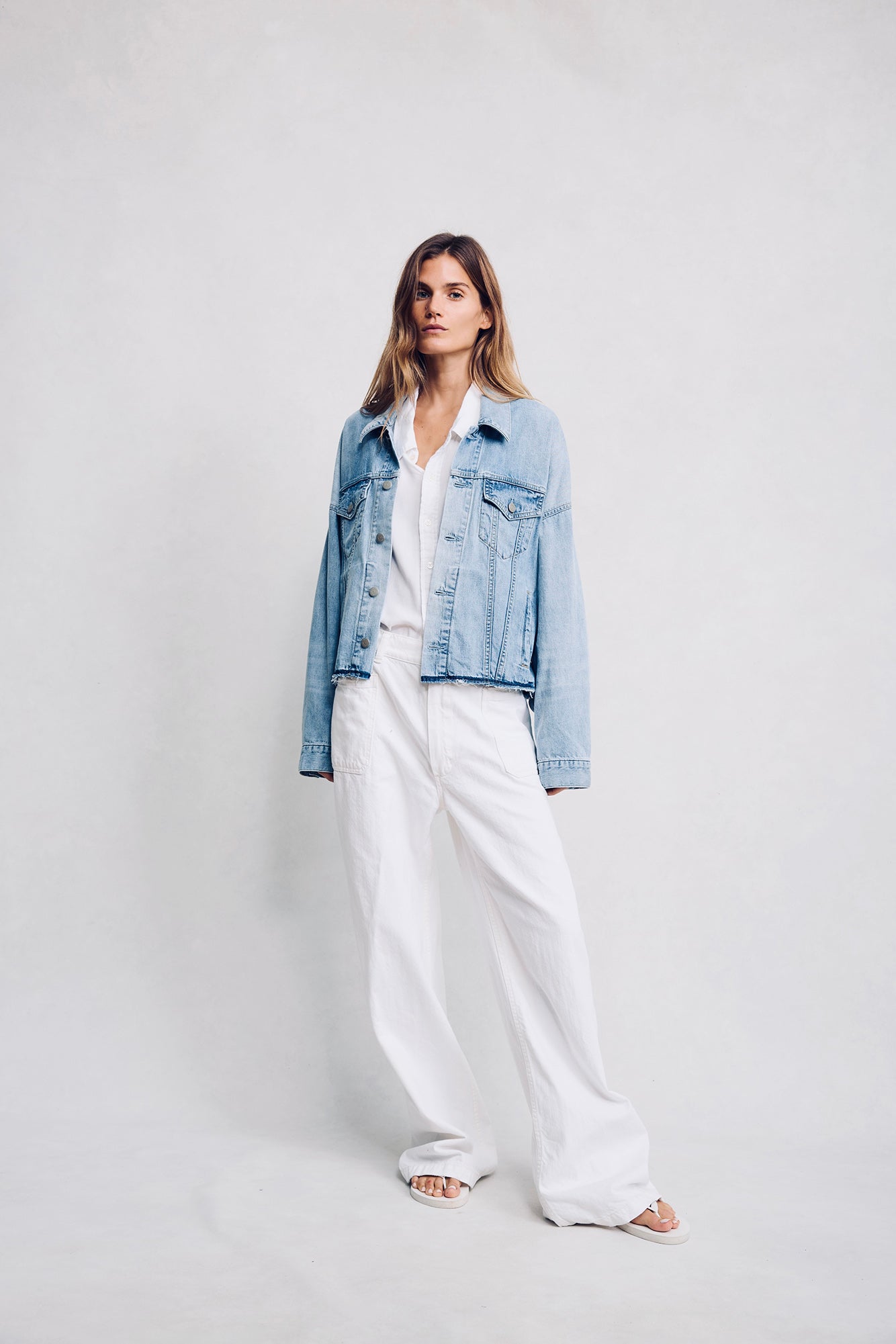 Oversized Trucker Jacket - Stone Wash Blue