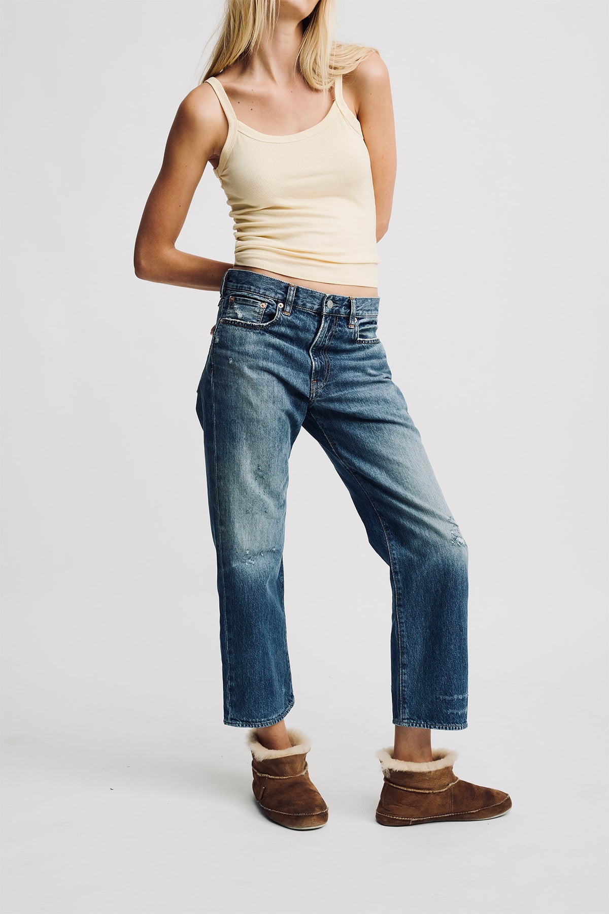 Lindsay Slim Boyfriend Jean - Fenmore Blue