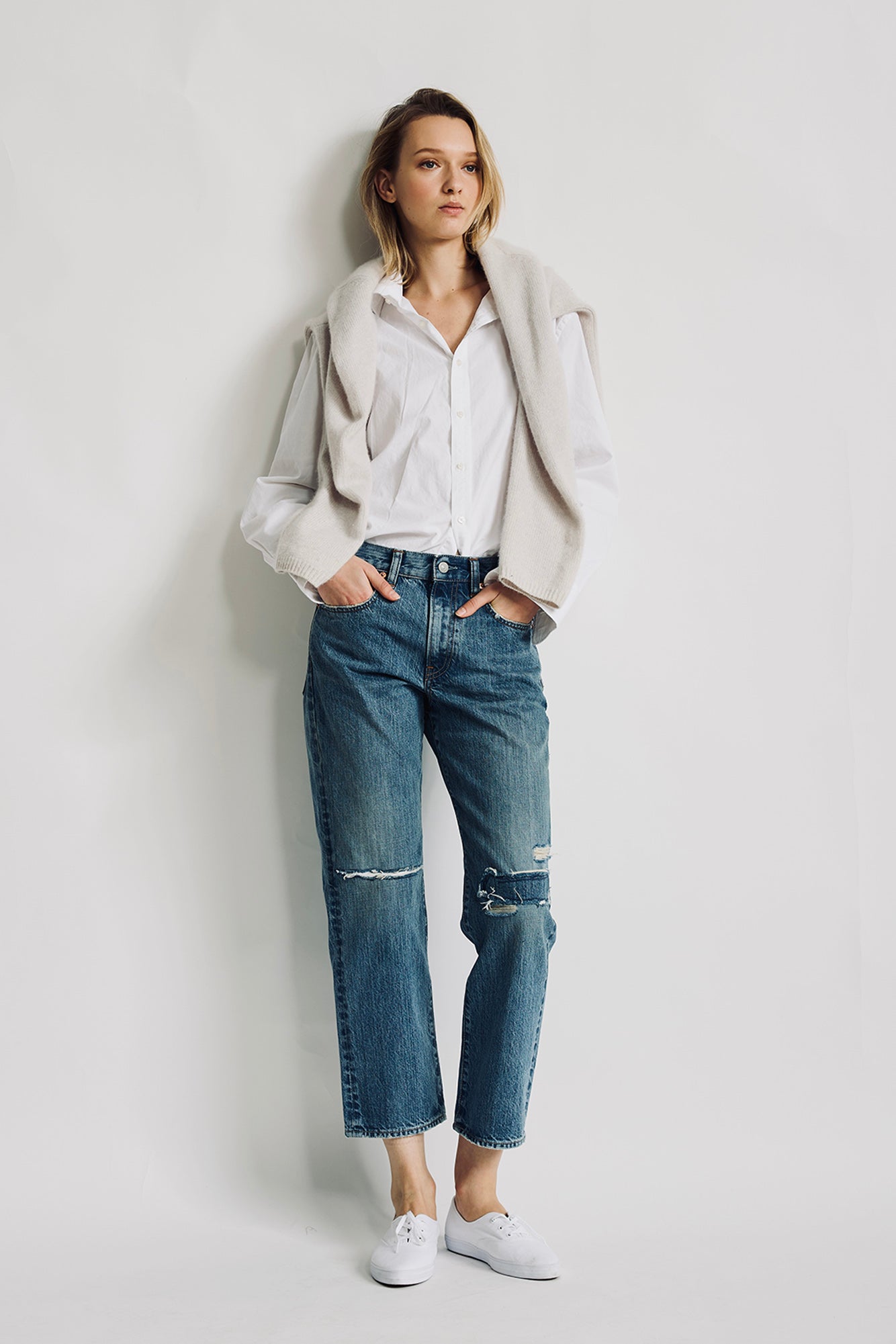 Lindsay Slim Boyfriend Jean - Rehan Blue