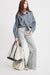 Long Sleeve Front Tie Shirt - Dark Navy Wide Stripe