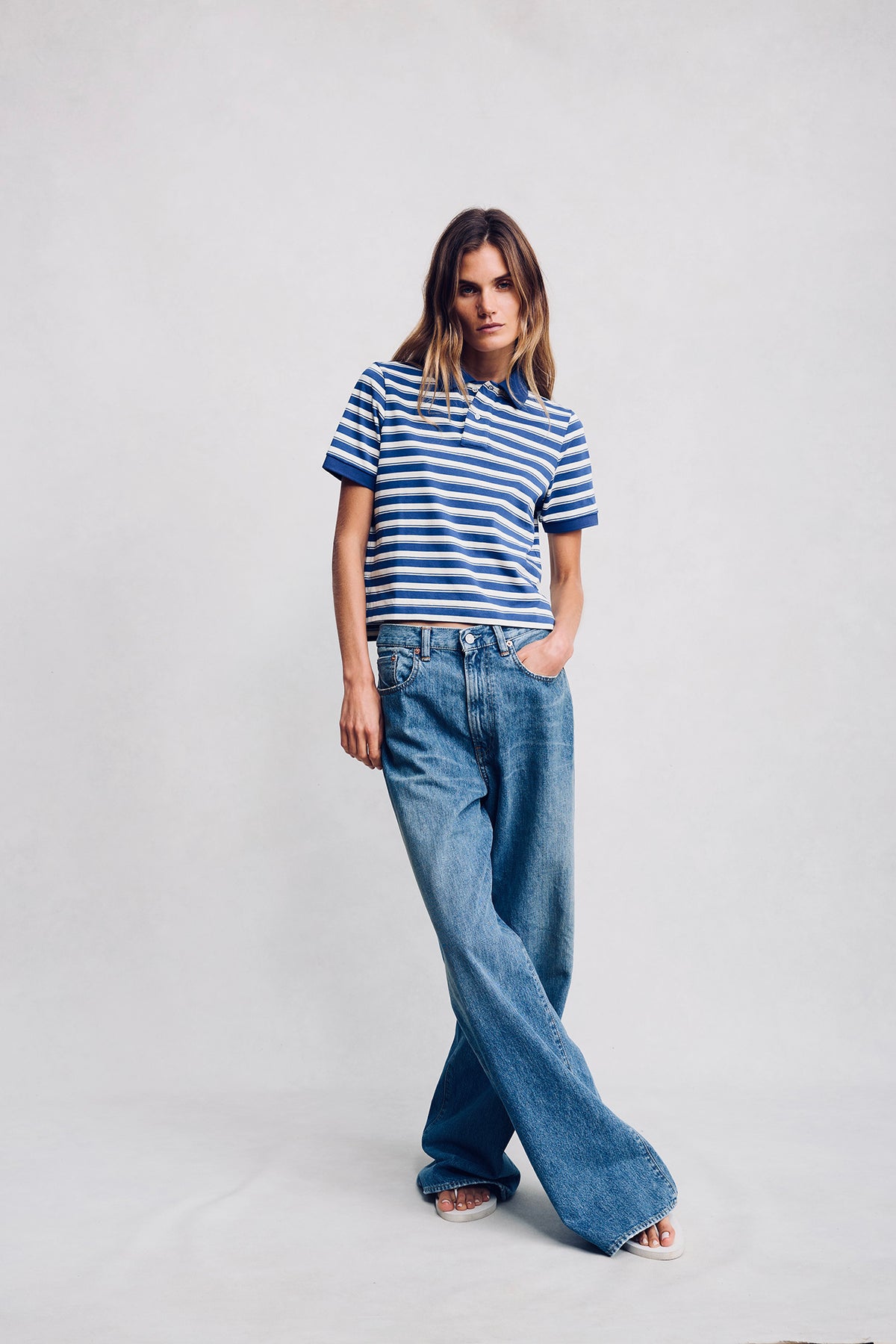 Shrunken Polo - Blue Stripe Multi