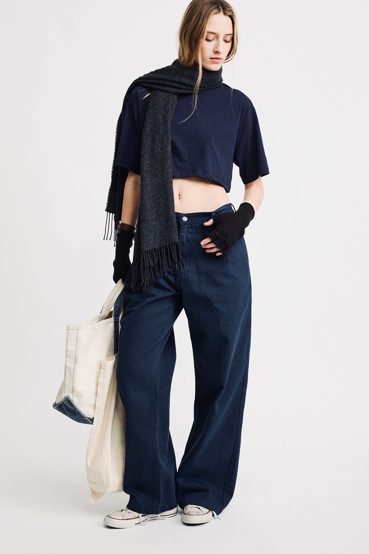 Teri Wide Leg Chino Pant - Midnight Navy Blue