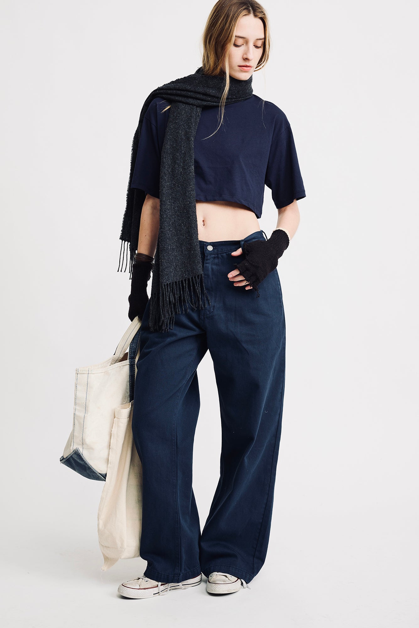 Teri Wide Leg Chino Pant - Midnight Navy Blue