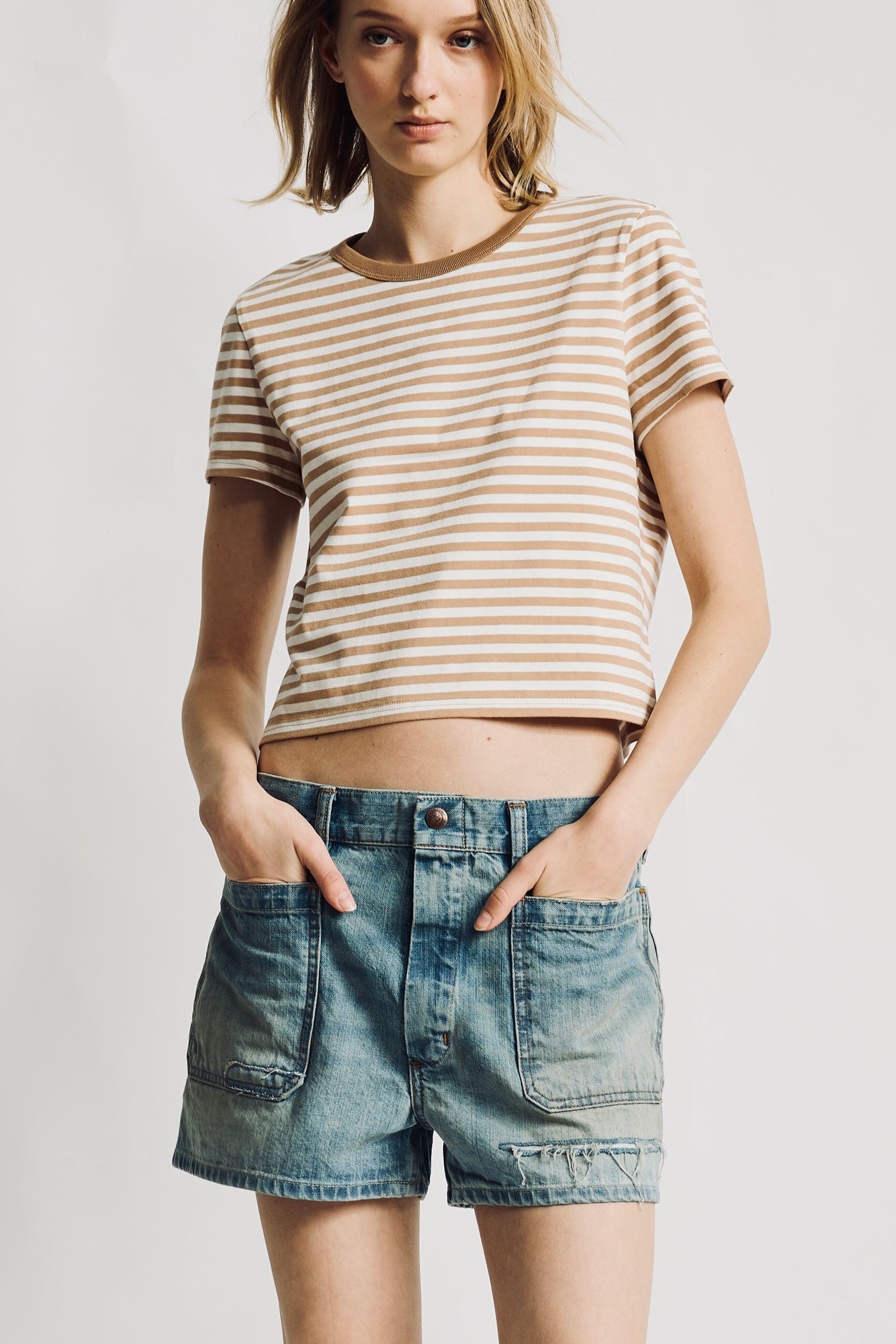 Lee Baby Striped Tee - Light Brown Stripe