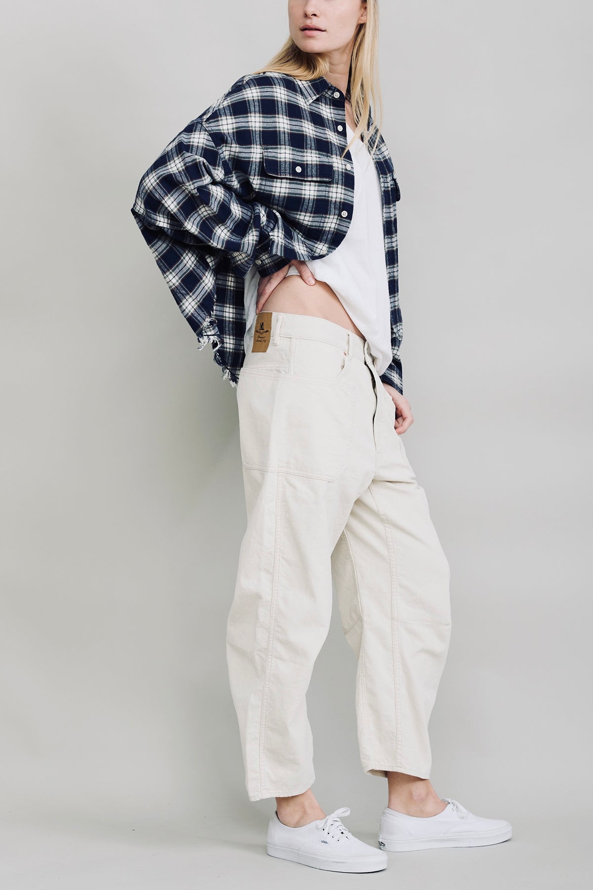 Bella Utility Pant - Ecru White Pinwale Cord