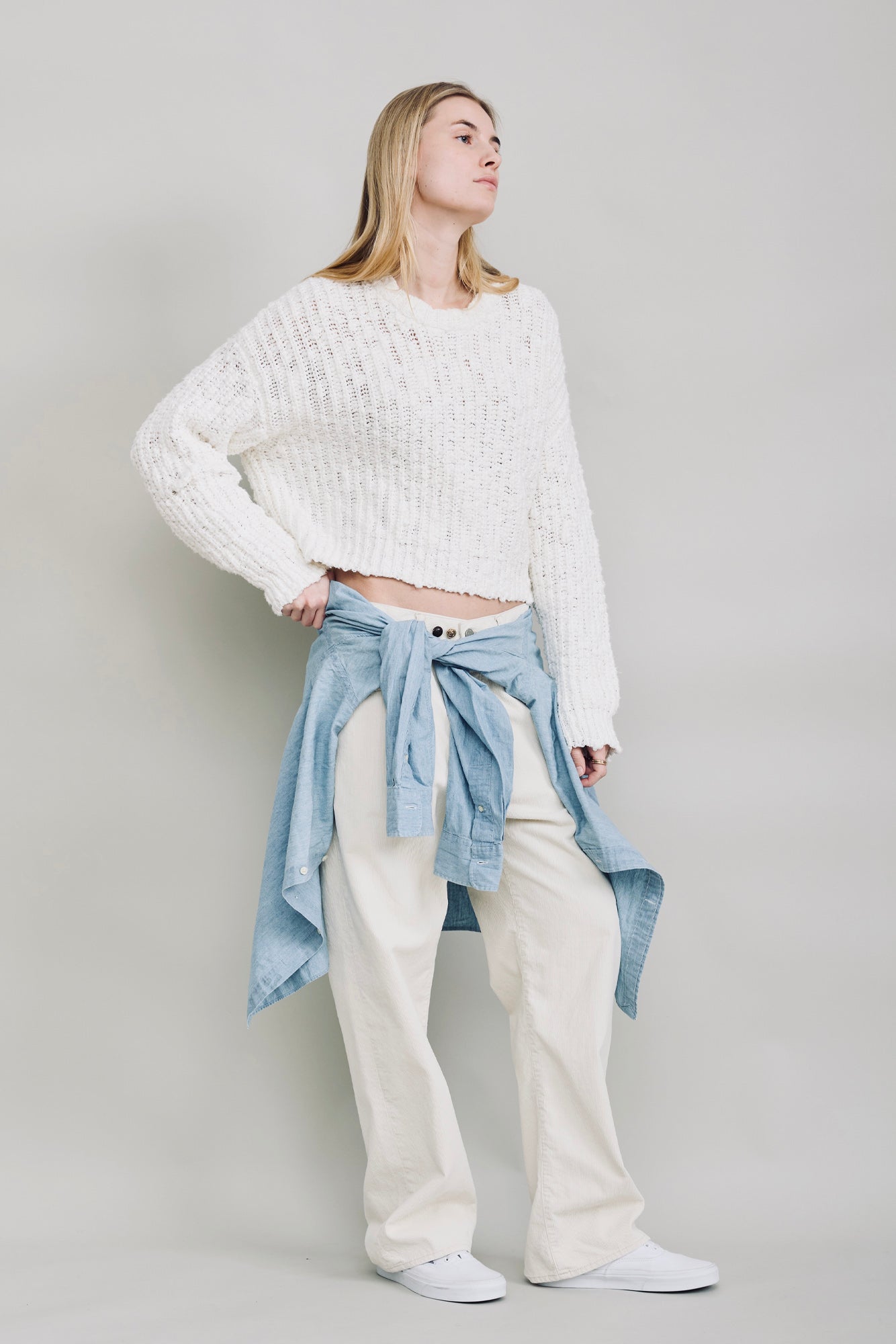 Chunky Boxy Sweater - White