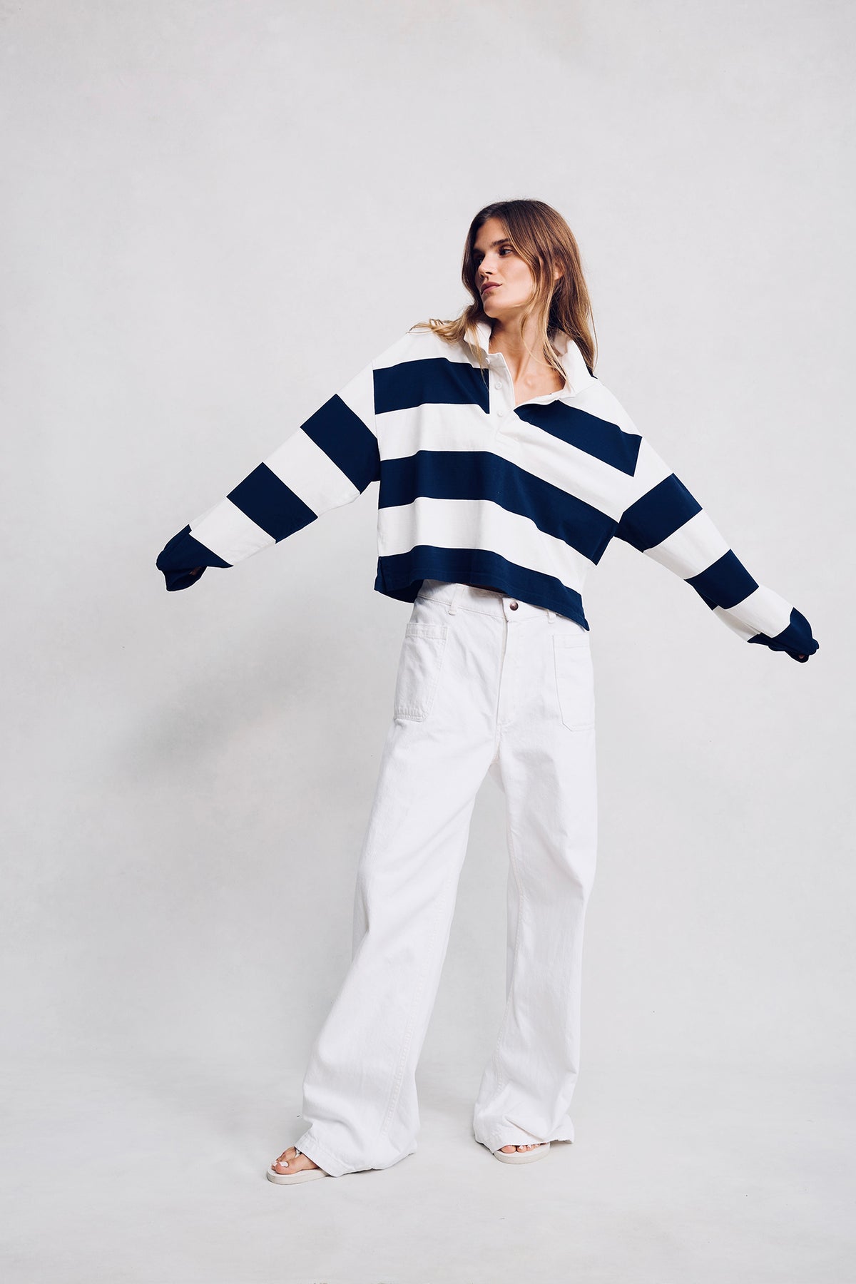 Rugby Long Sleeve Tee - Jumbo Navy Blue Stripe